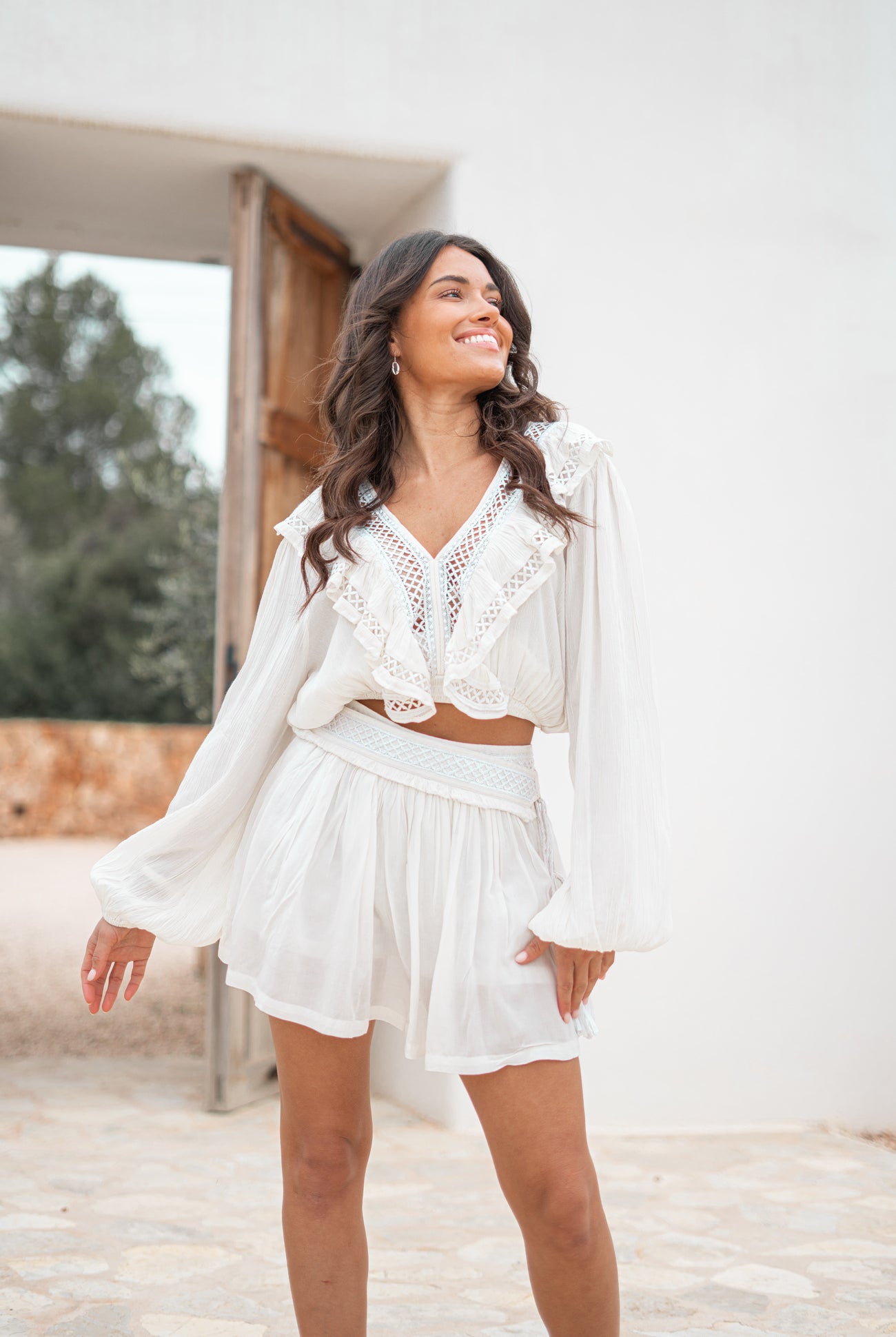 Bohemian top in ivory van ibzmode, Brands of Ibiza