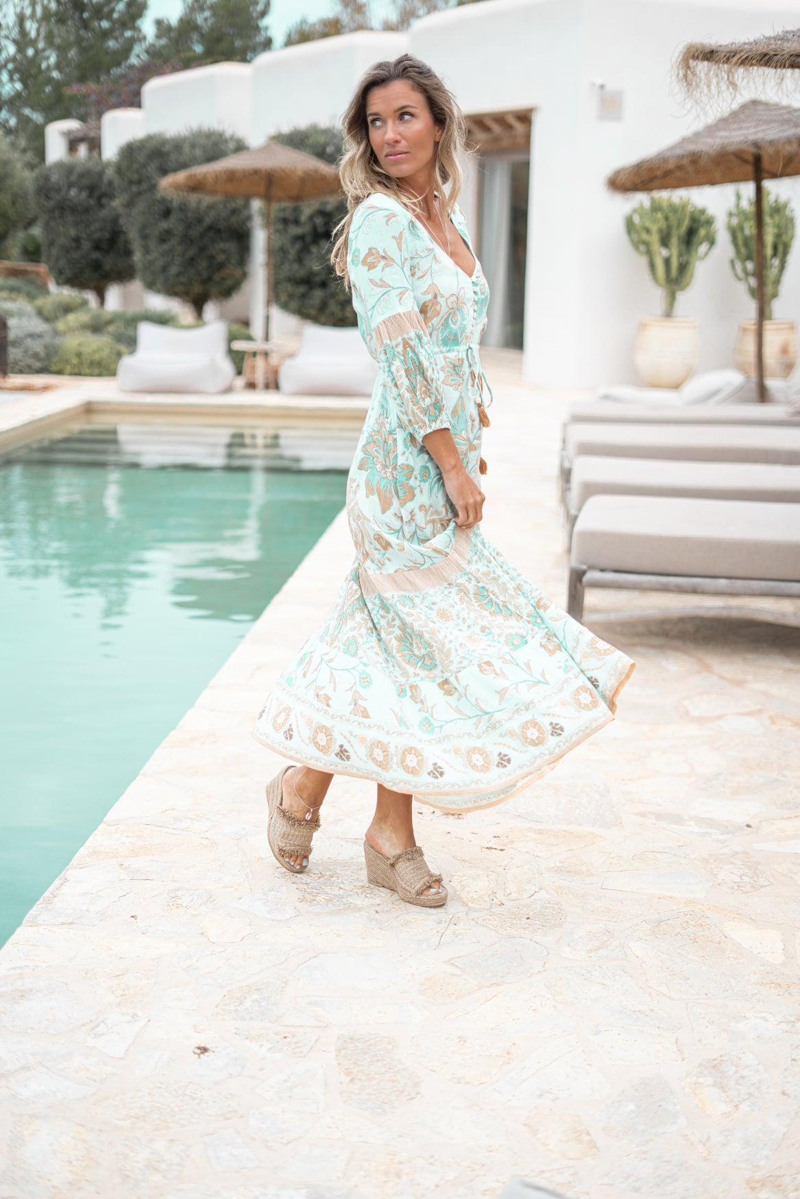 Bohemian dress in aqua from ibzmode, Brands of Ibiza