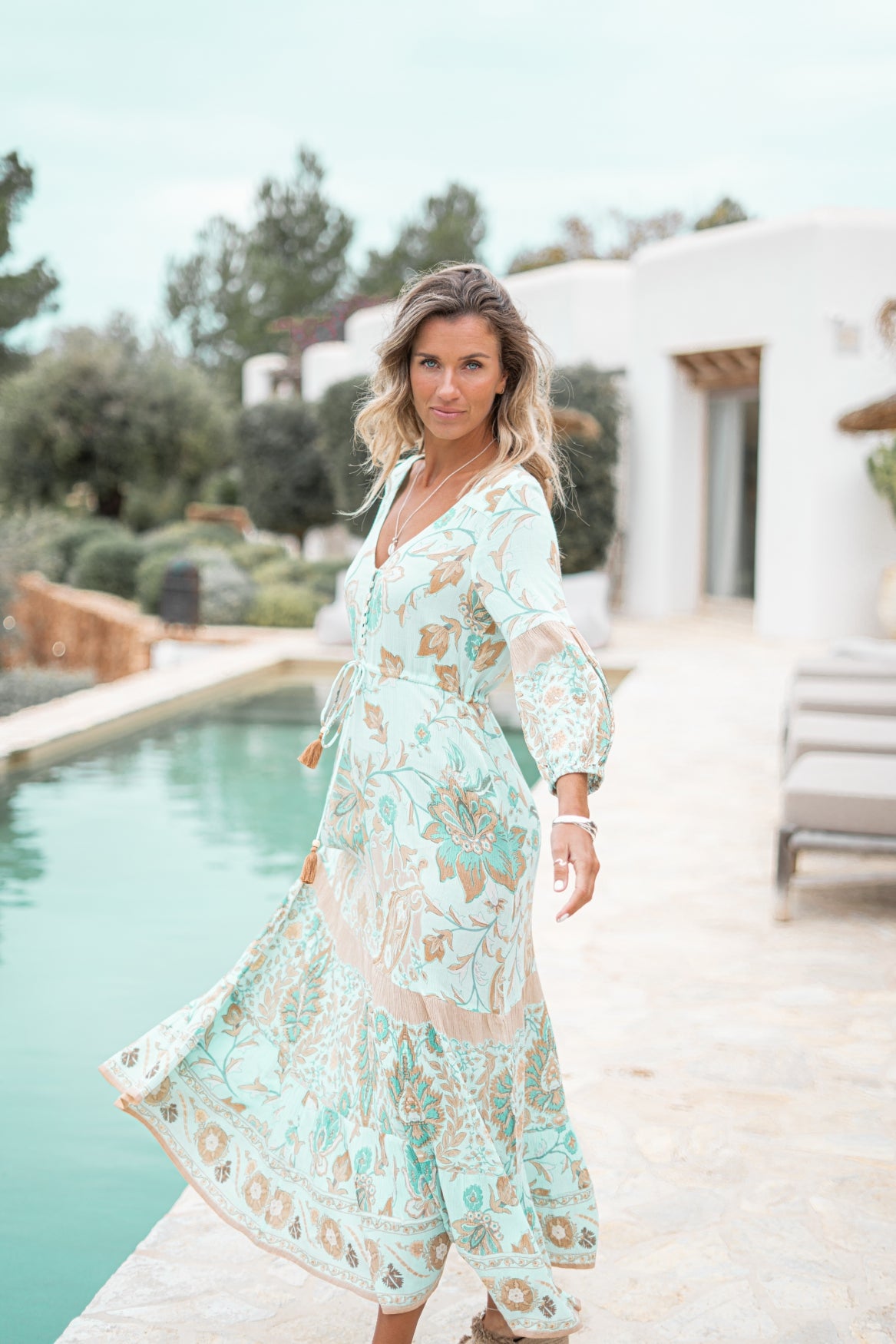 Bohemian dress in aqua from ibzmode, Brands of Ibiza