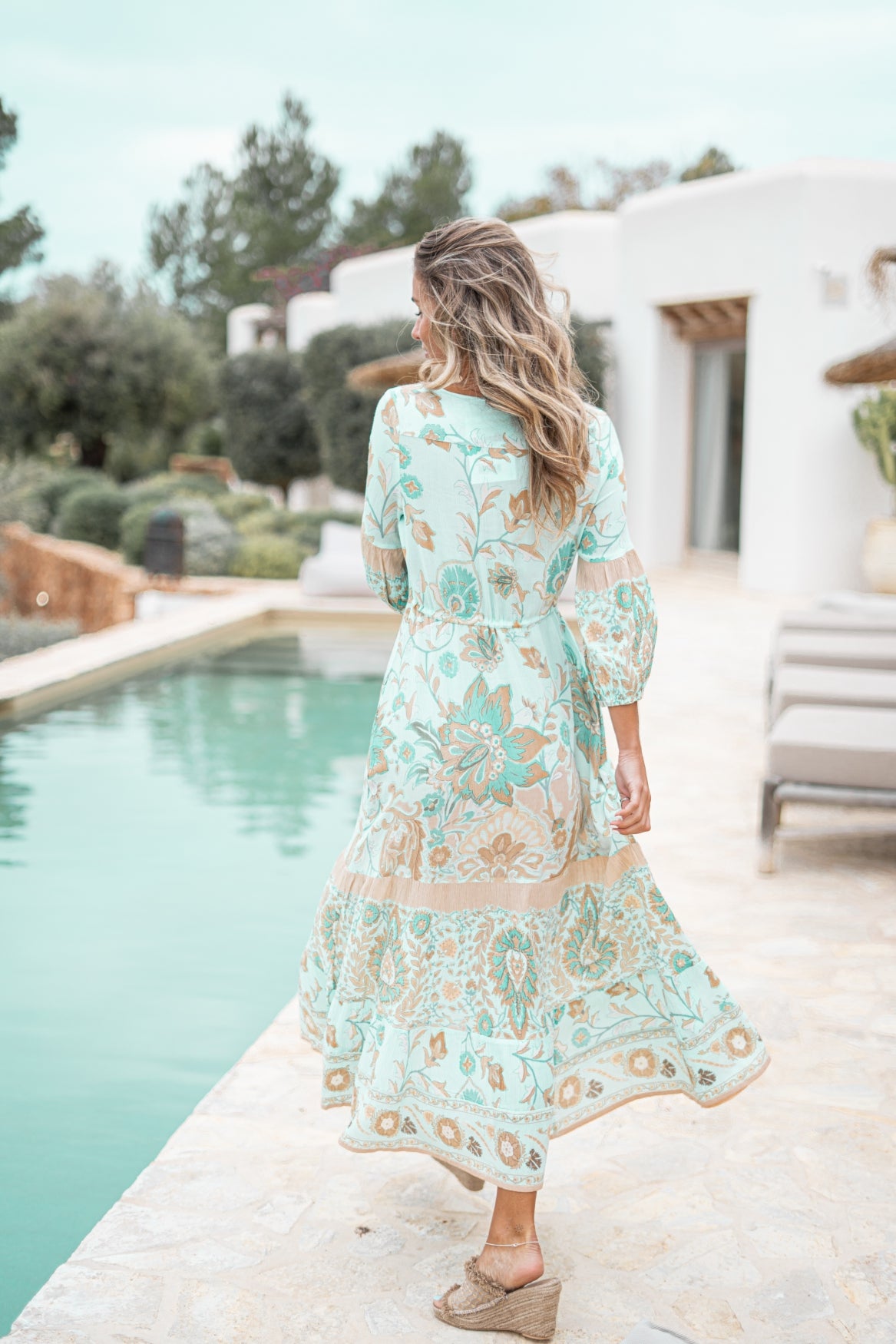 Bohemian dress in aqua from ibzmode, Brands of Ibiza