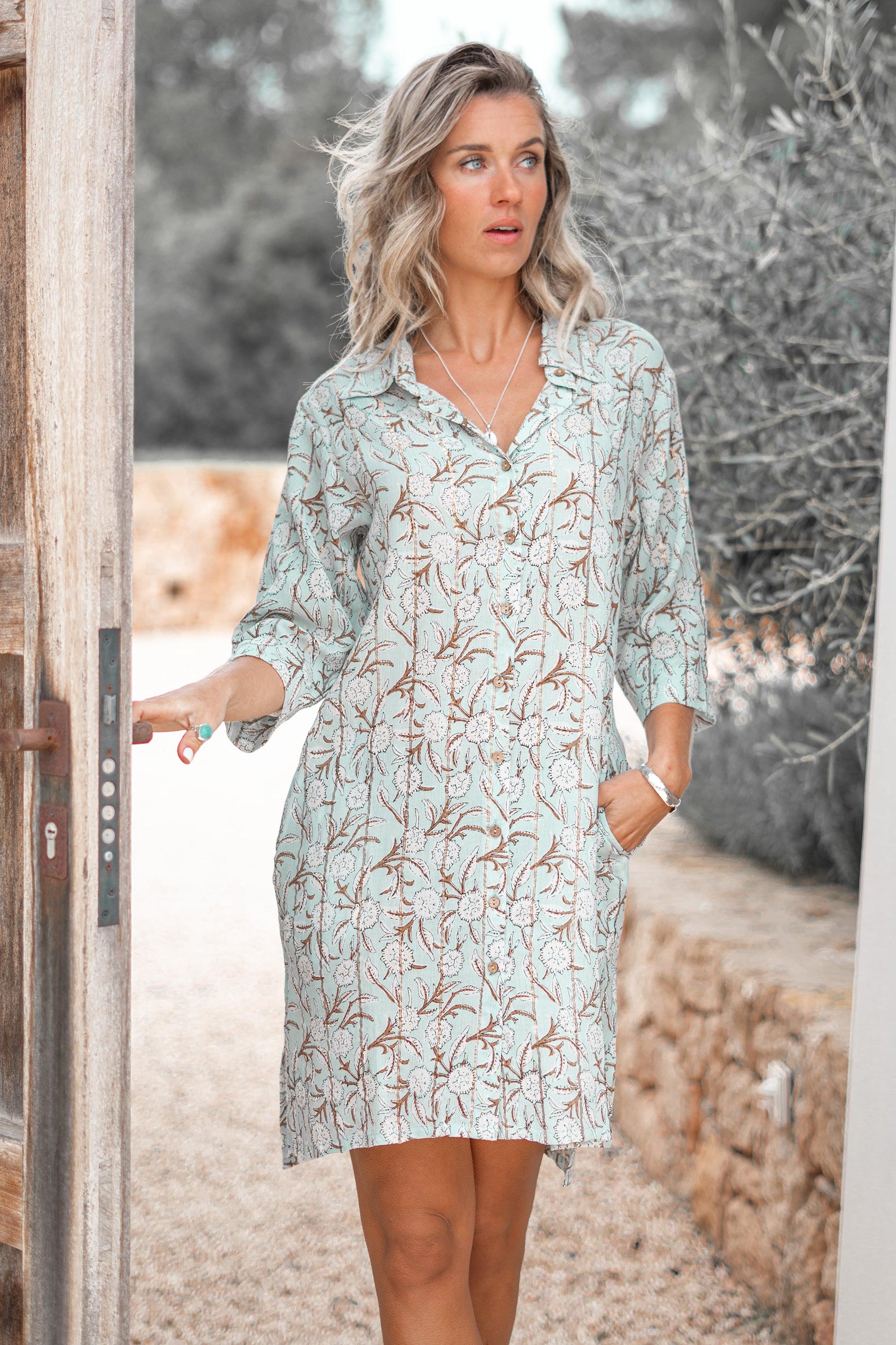 Bohemian blouse in mint van ibzmode, Brands of Ibiza