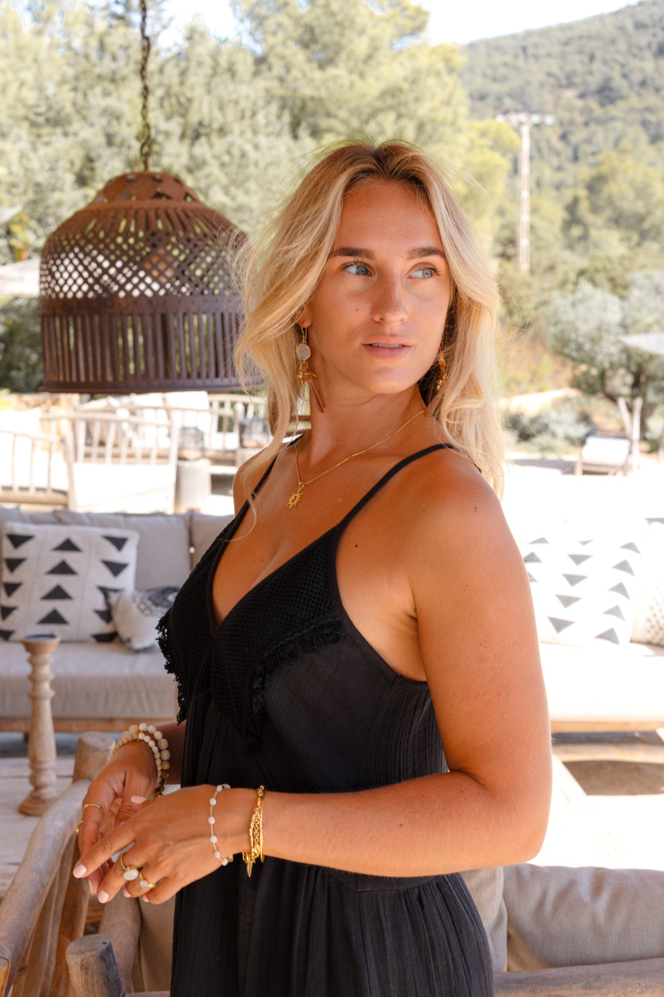 Ibizamode black strap resort dress