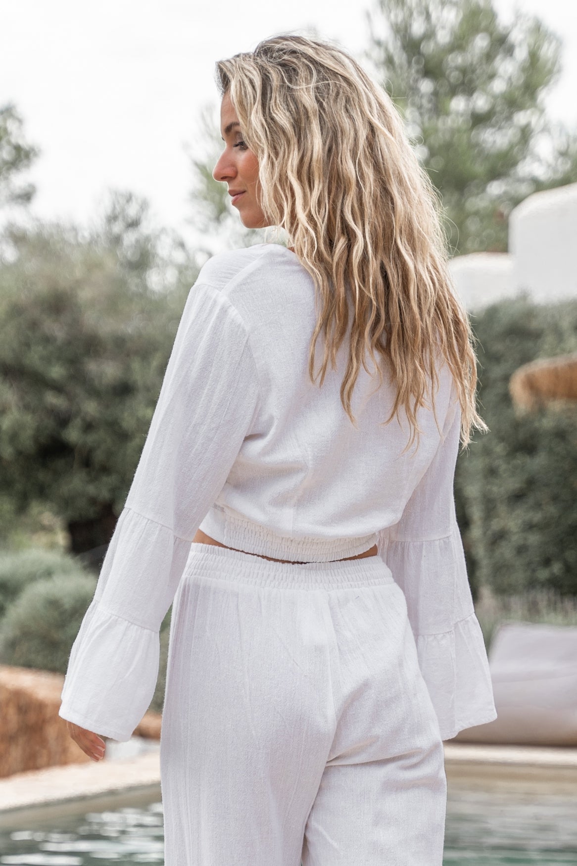 Bohemian top in white van ibzmode, Brands of Ibiza