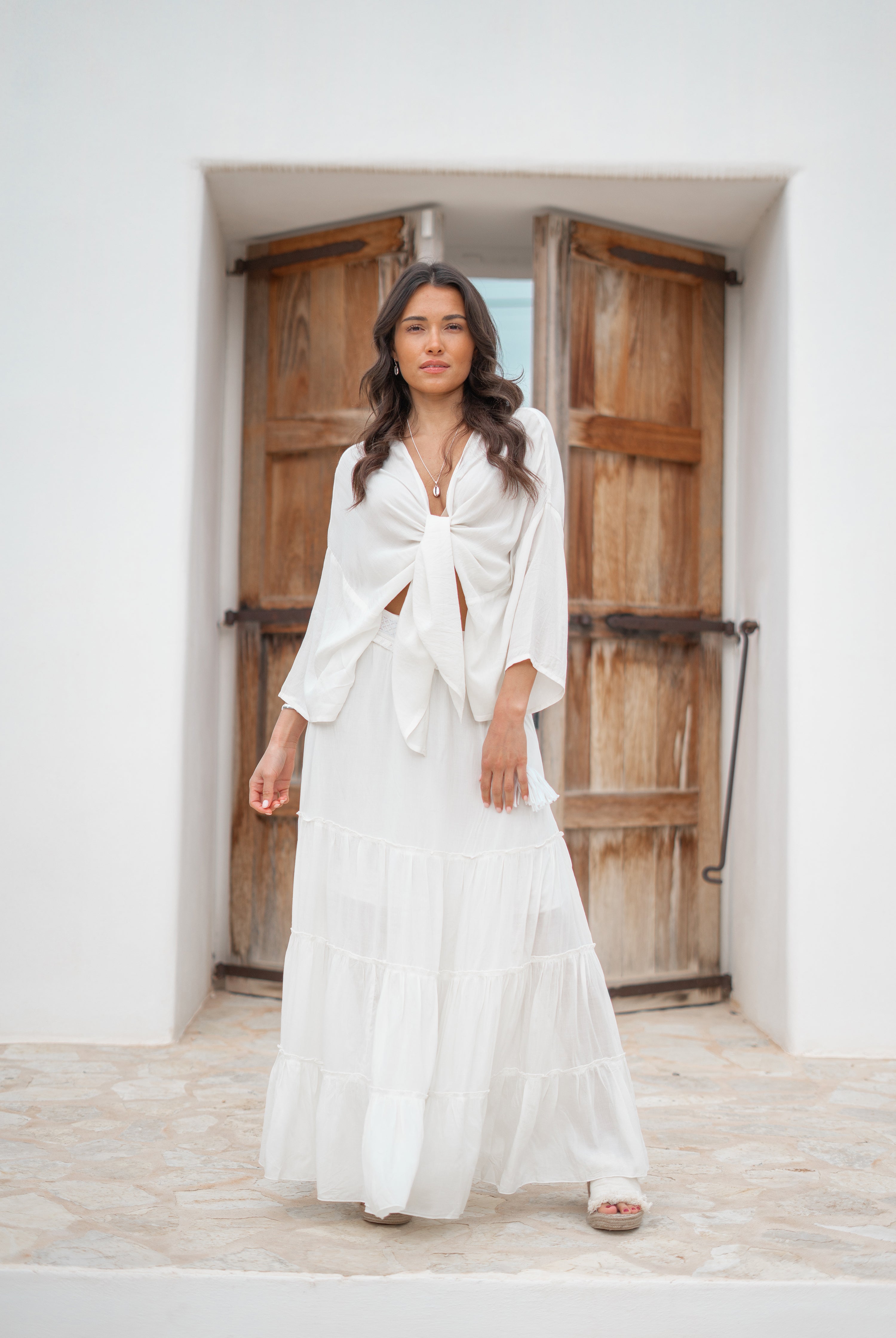 Falda bohemia en beige de ibzmode, Marcas de Ibiza