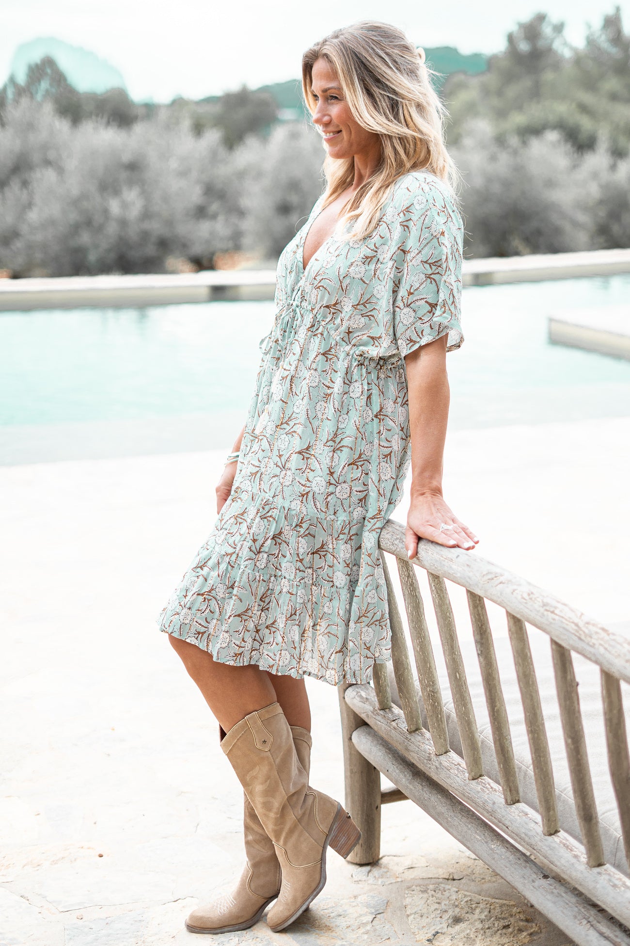 Bohemian dress in mint from ibzmode, Brands of Ibiza