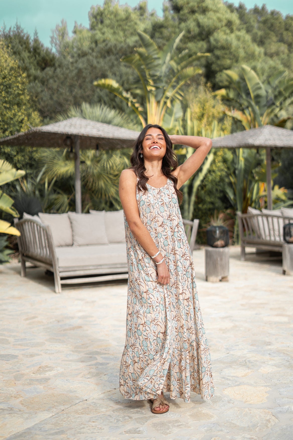 Bohemian jurk in sand van ibzmode, Brands of Ibiza