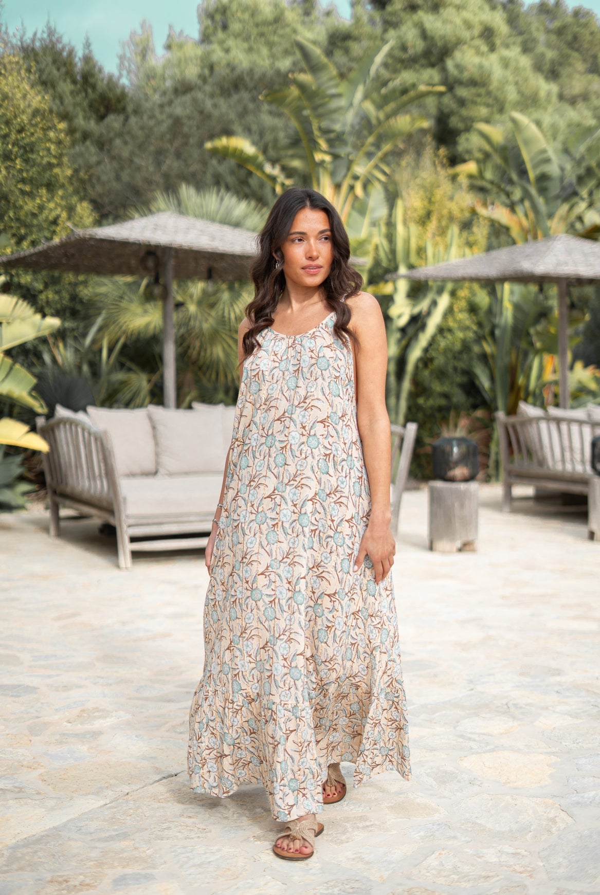 Bohemian jurk in sand van ibzmode, Brands of Ibiza