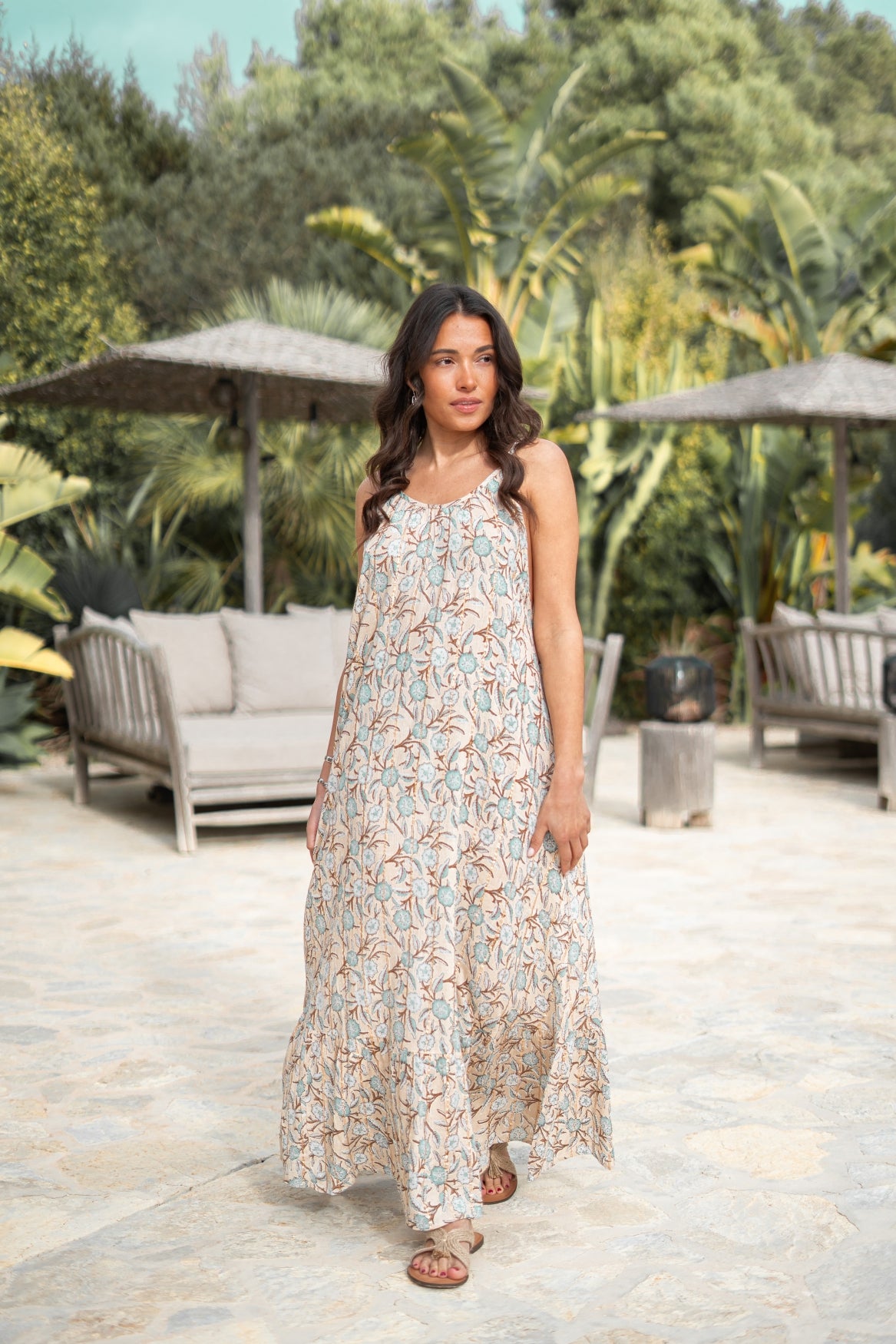 Bohemian jurk in sand van ibzmode, Brands of Ibiza