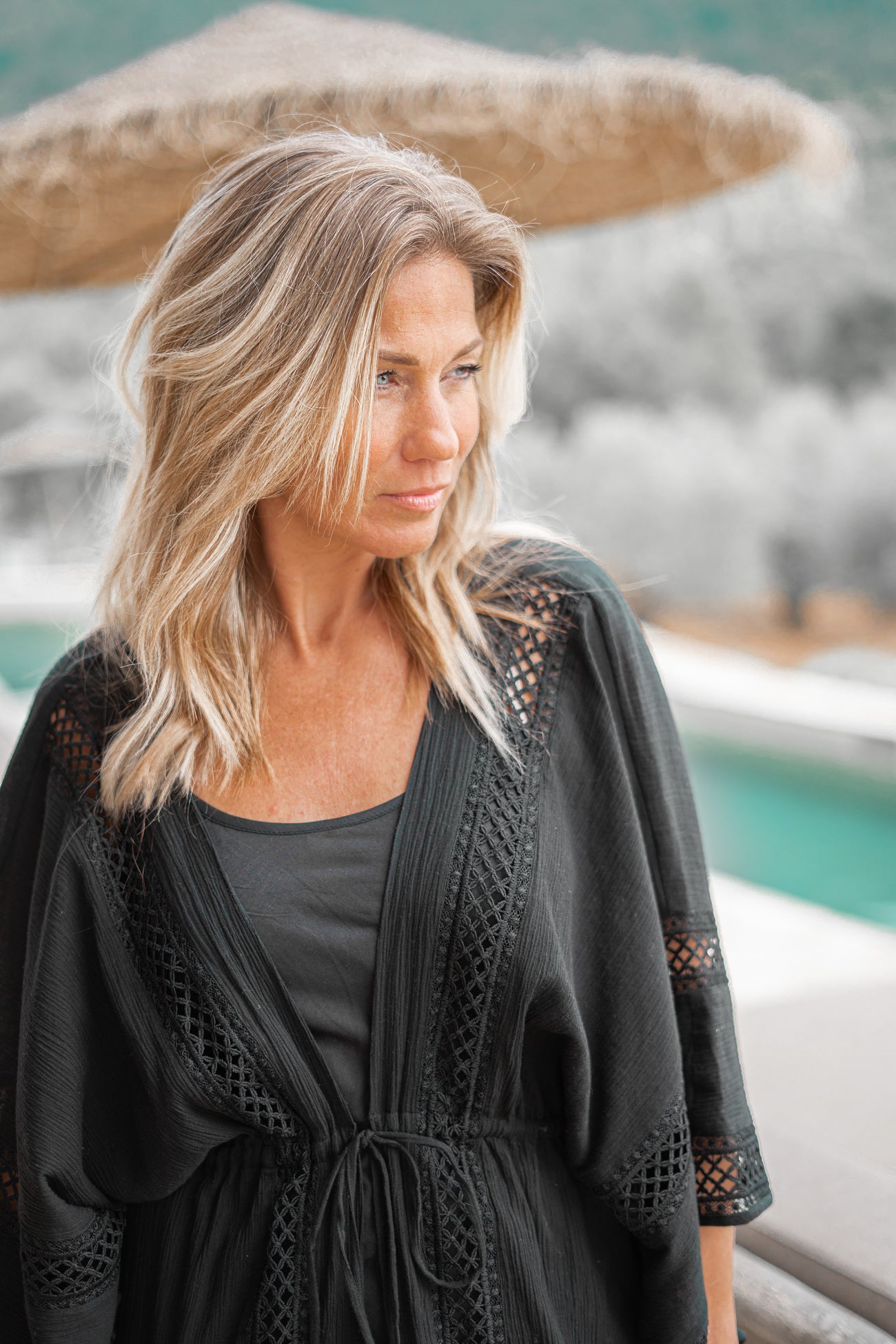 Bohemian kimono in black van ibzmode, Brands of Ibiza