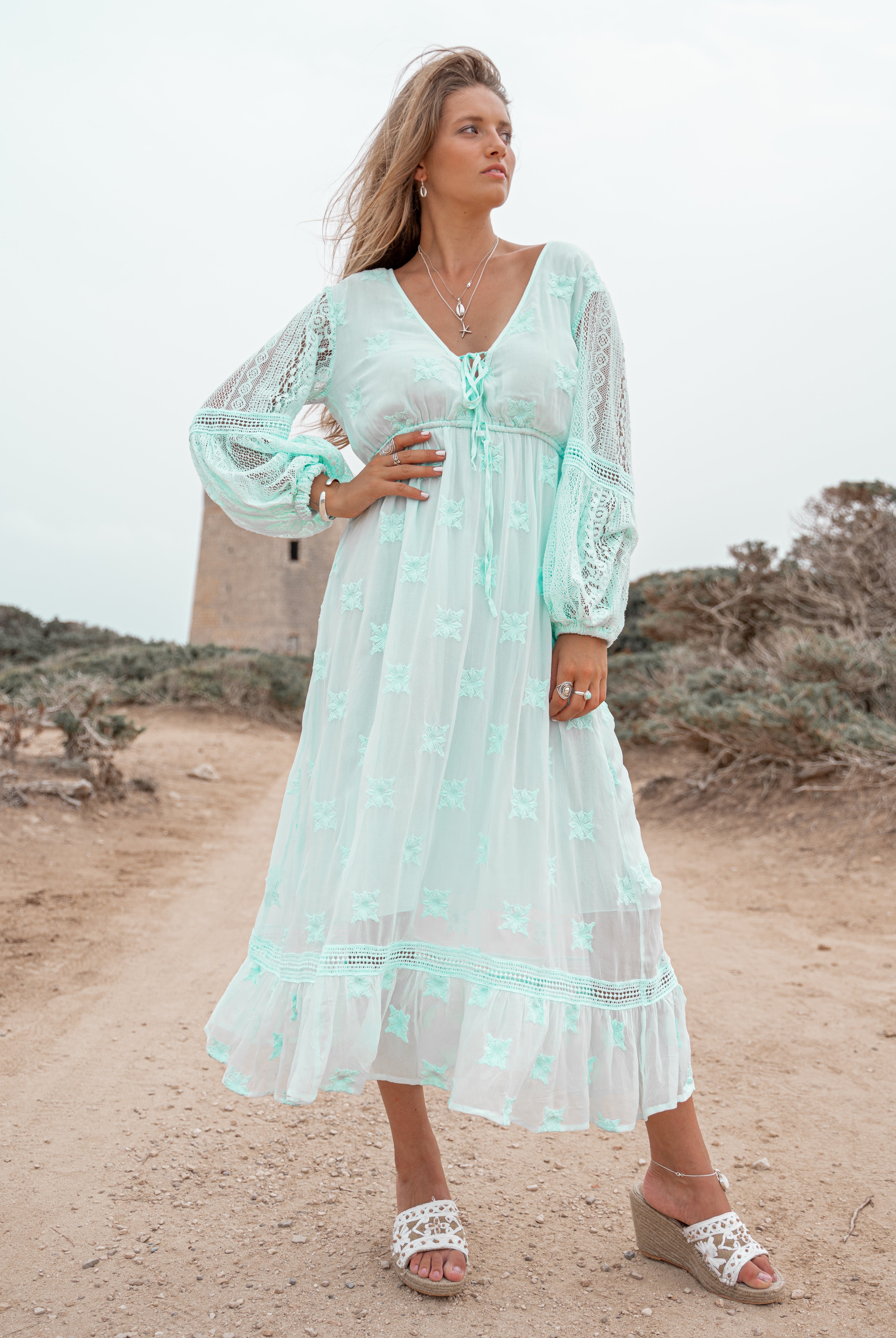 Bohemian jurk in mint van ibzmode, Brands of Ibiza