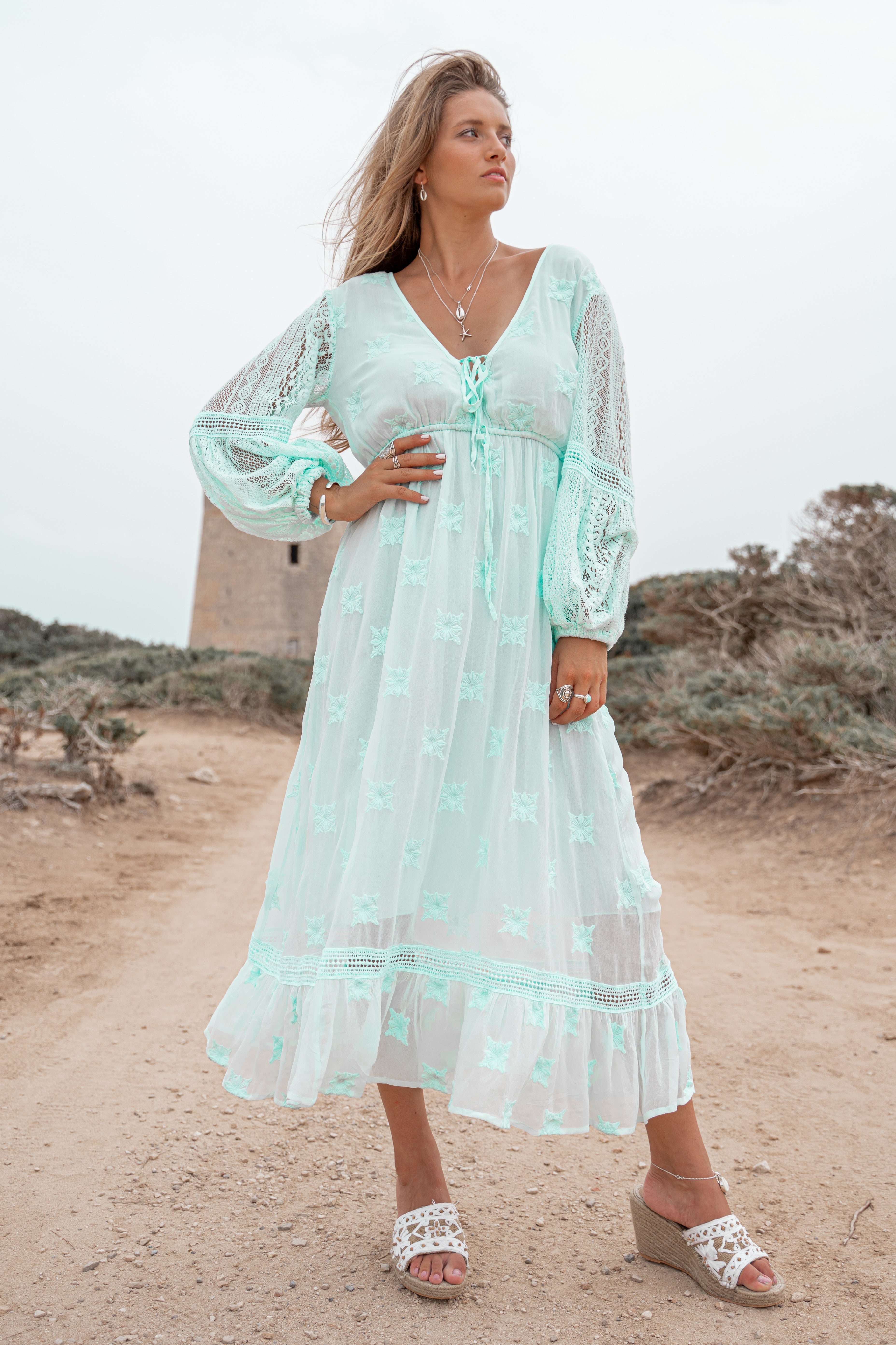 Bohemian jurk in mint van ibzmode, Brands of Ibiza