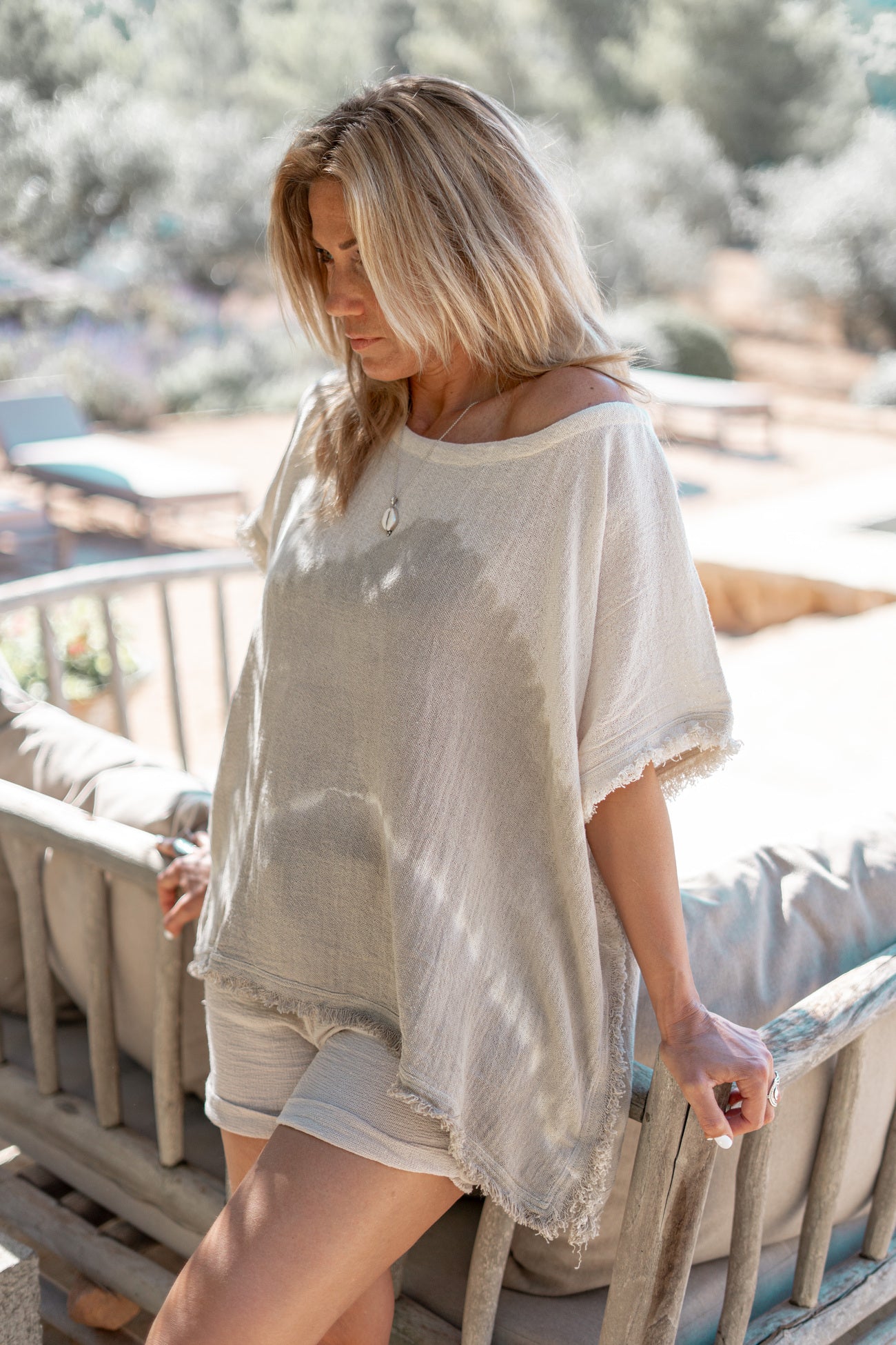 Bohemian top in natural mix van ibzmode, Brands of Ibiza
