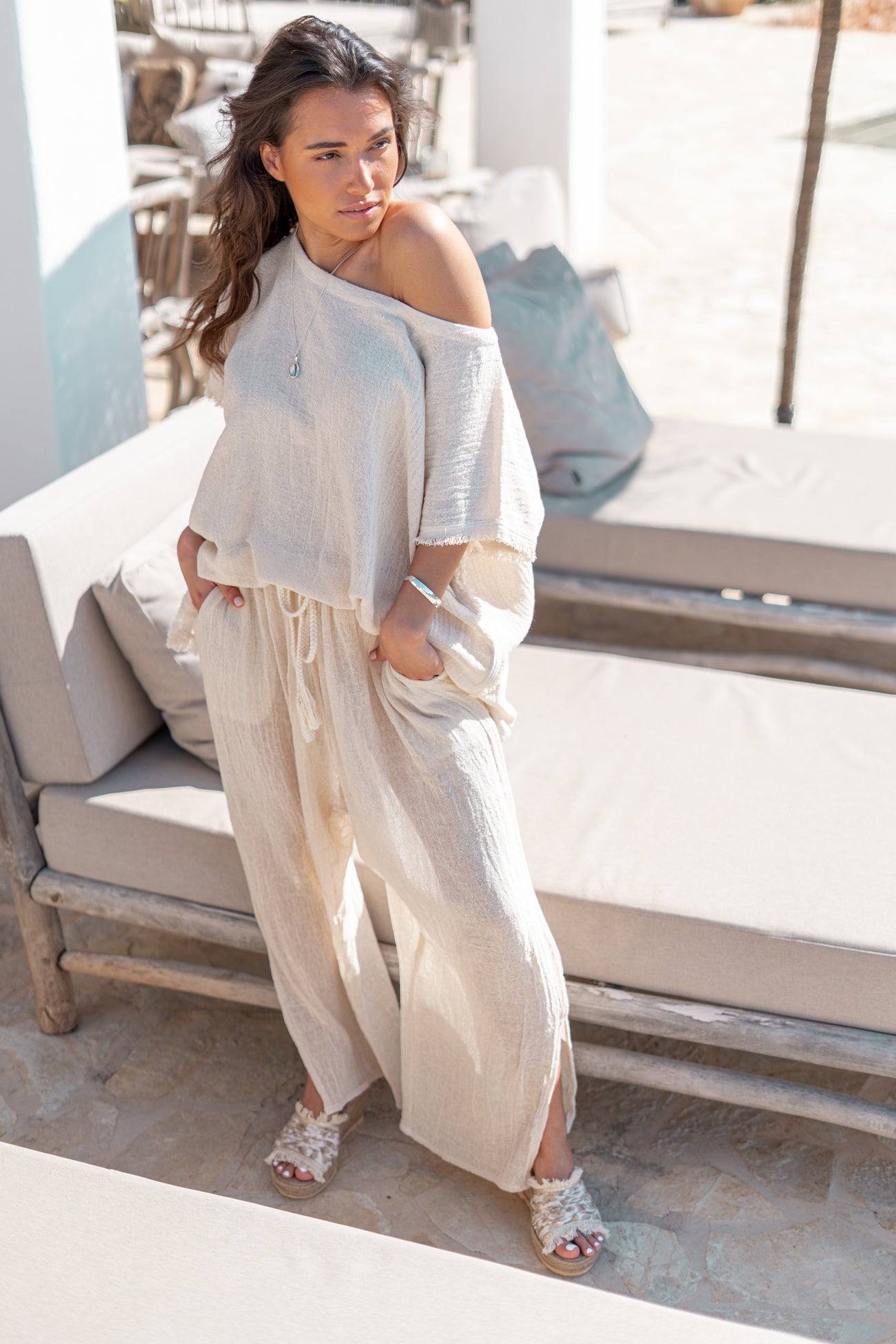 Bohemian top in ecru van ibzmode, Brands of Ibiza