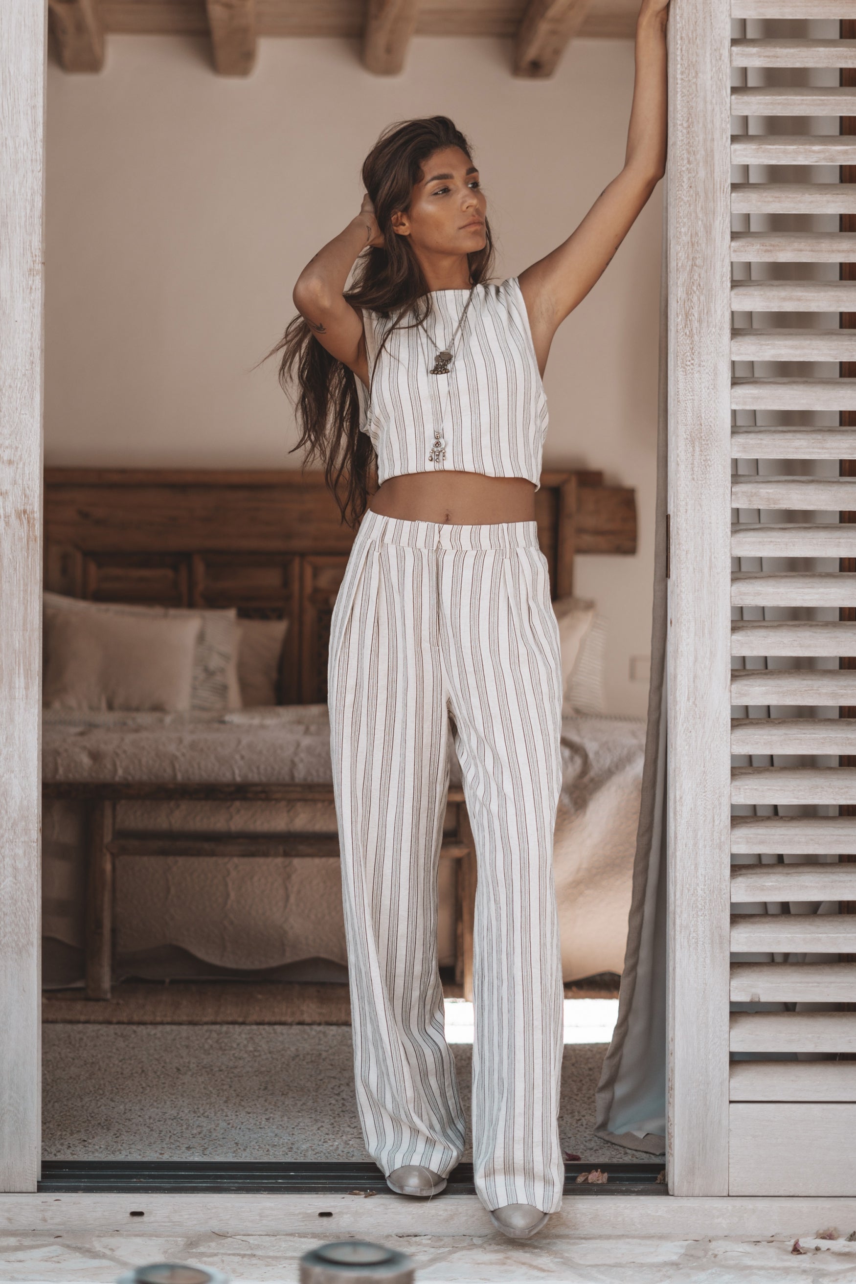 Bohemian broek in stripe beige/black van MOOST Wanted, Brands of Ibiza