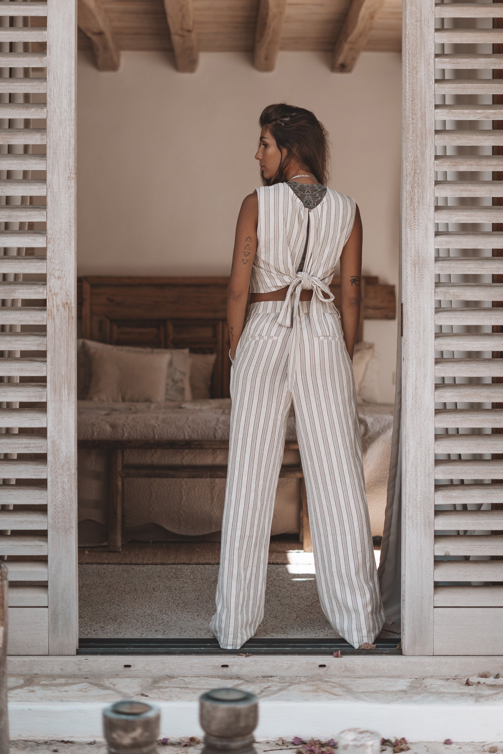 Bohemian broek in stripe beige/black van MOOST Wanted, Brands of Ibiza