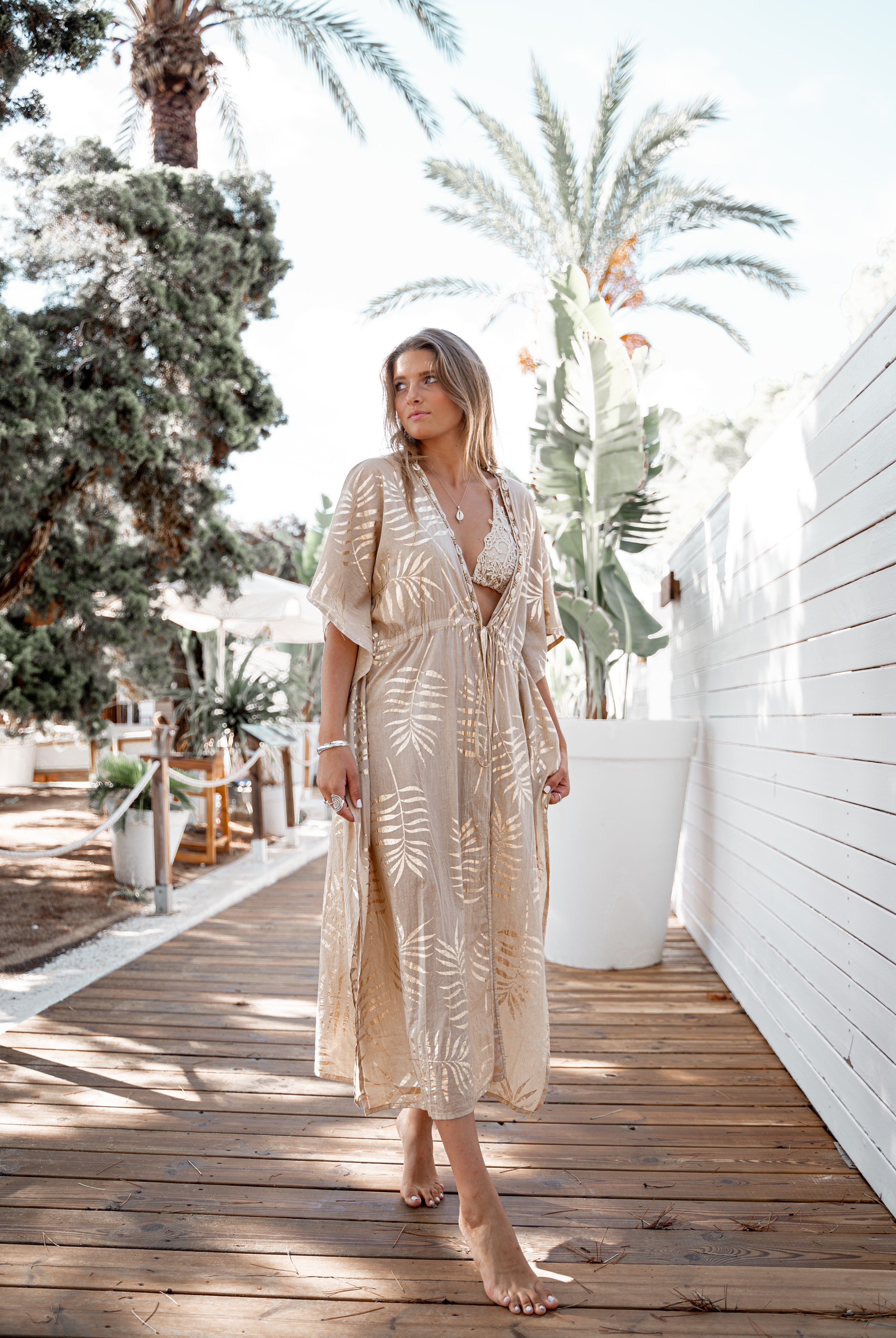 Bohemian kimono in sand van ibzmode, Brands of Ibiza