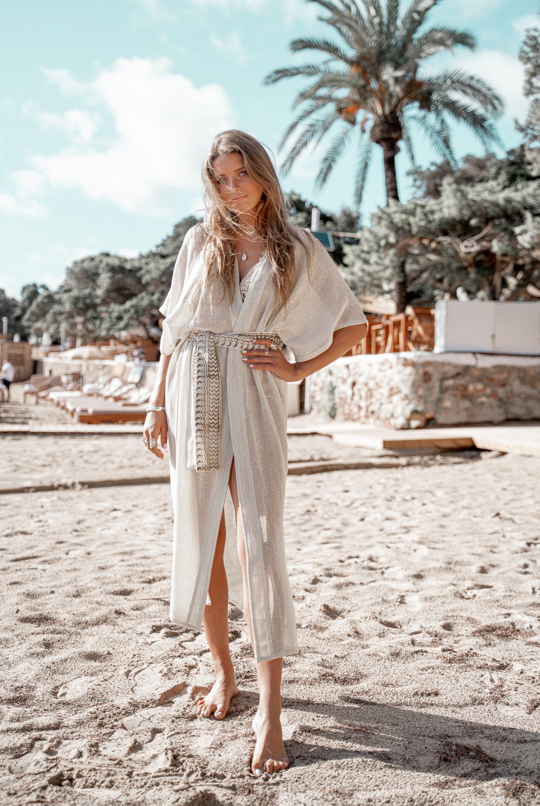 Bohemian kimono in ivory van ibzmode, Brands of Ibiza