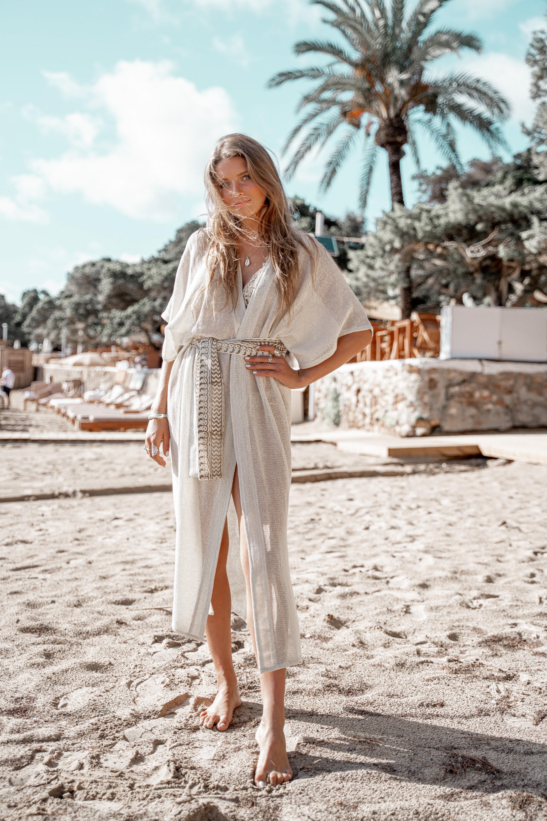 Bohemian kimono in ivory van ibzmode, Brands of Ibiza