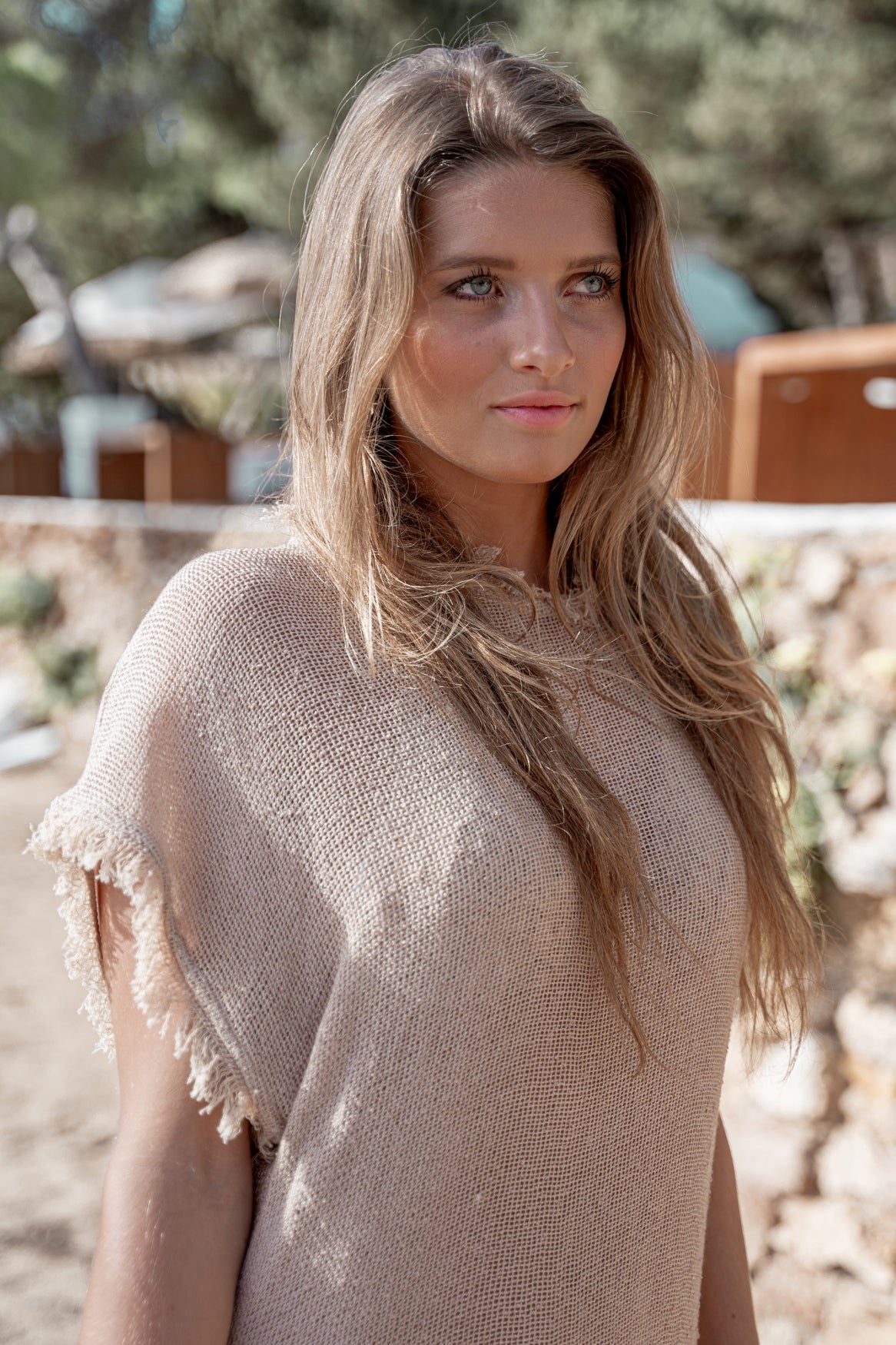 Bohemian jurk in sand van ibzmode, Brands of Ibiza