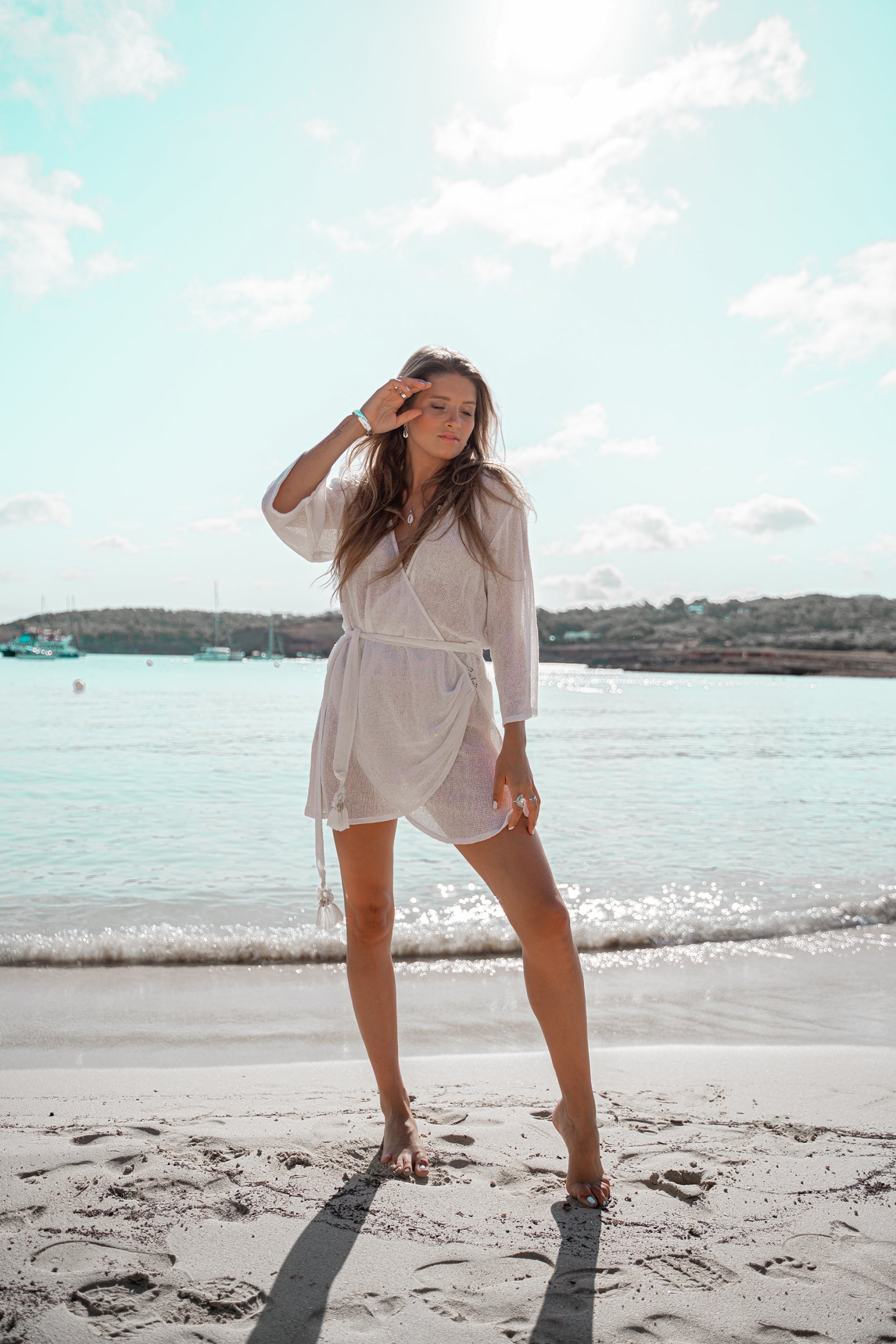 Bohemian jurk in white van ibzmode, Brands of Ibiza