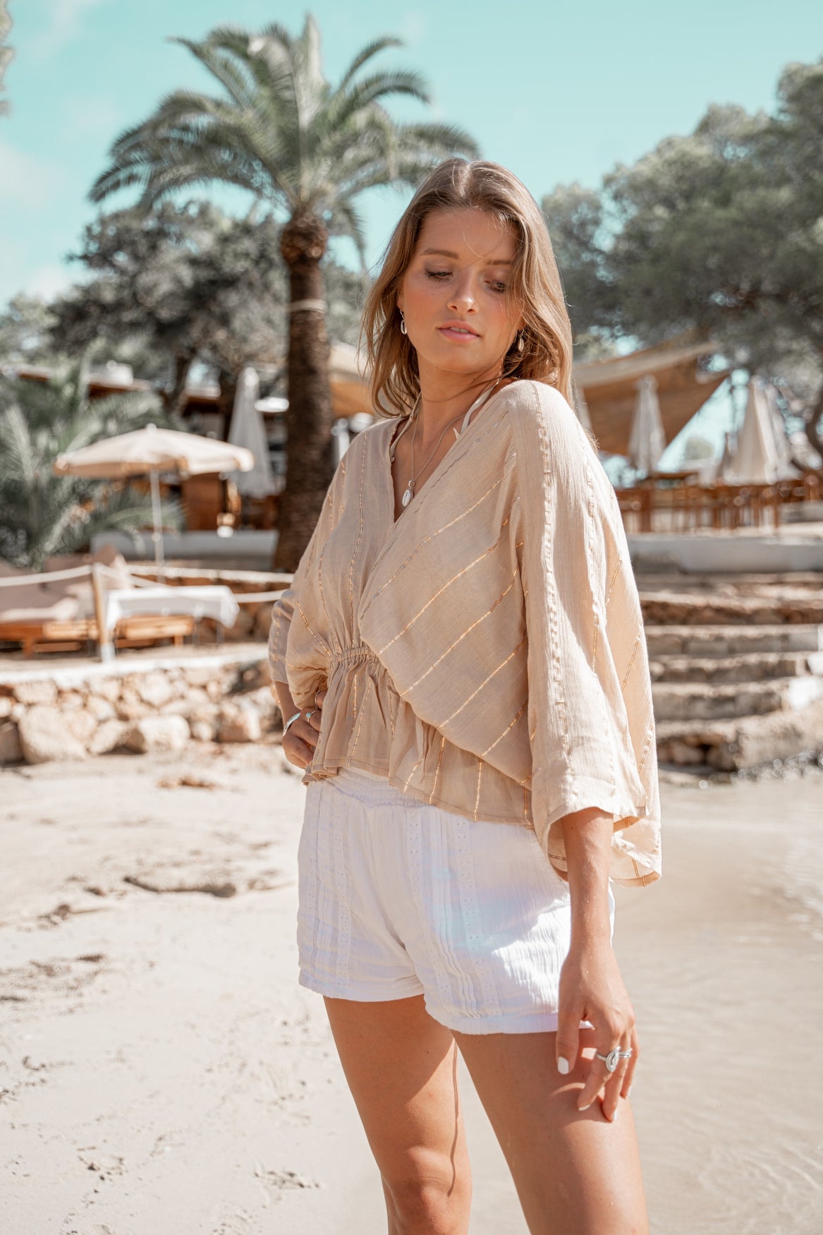 Bohemian-Oberteil in Sand von ibzmode, Brands of Ibiza