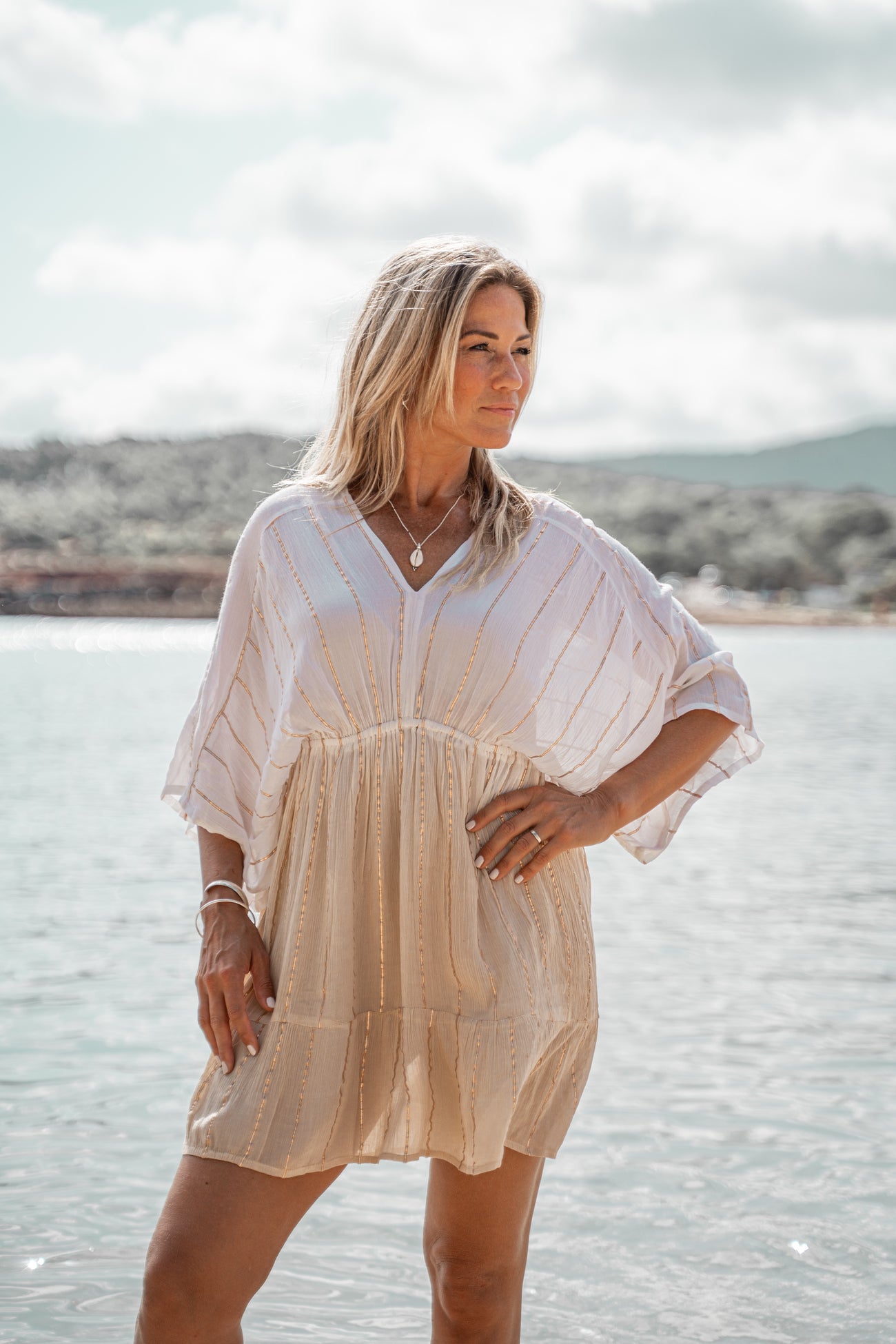 Bohemian jurk in white/ sand van ibzmode, Brands of Ibiza
