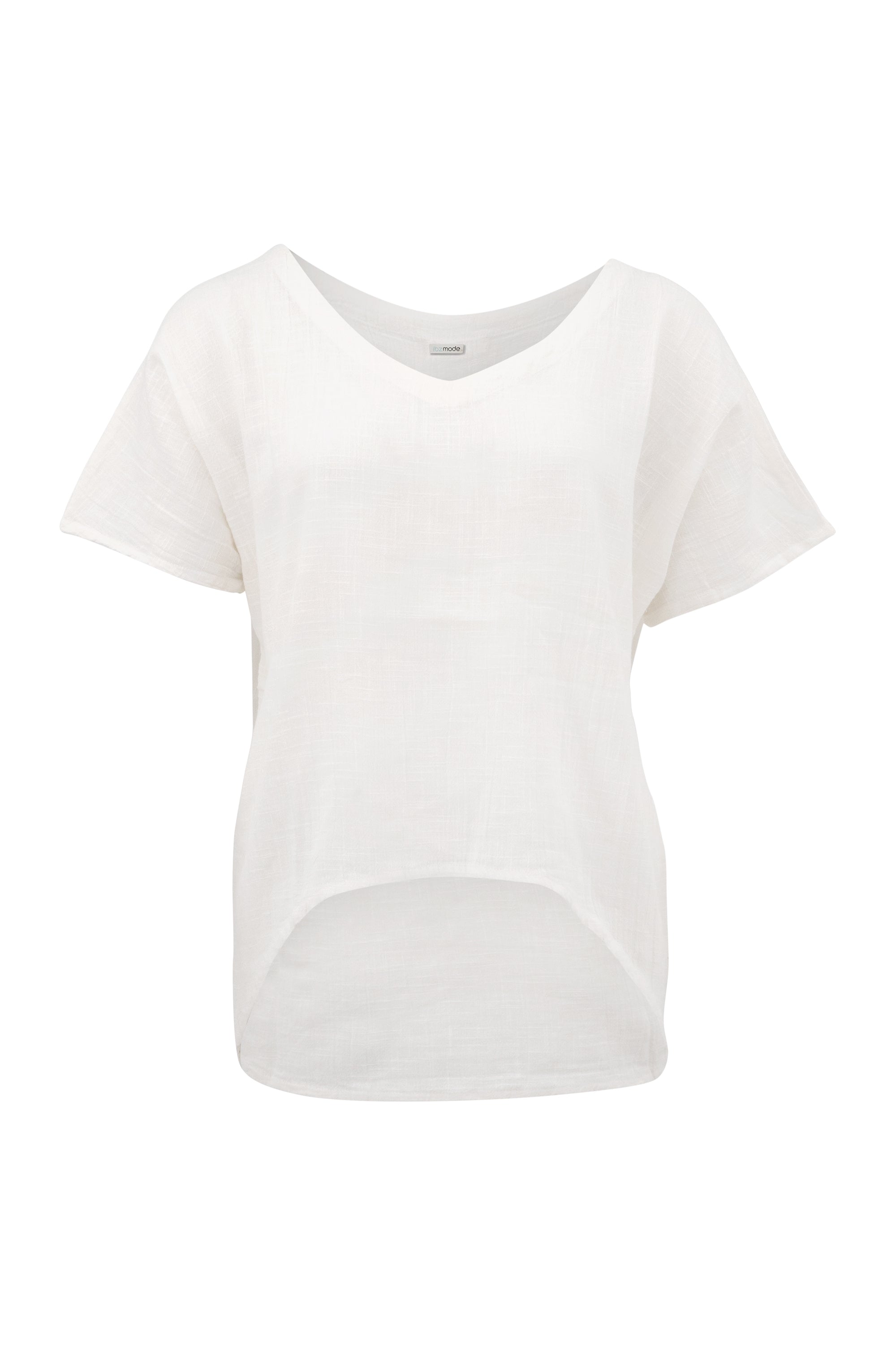 Bohemian top in white van ibzmode, Brands of Ibiza