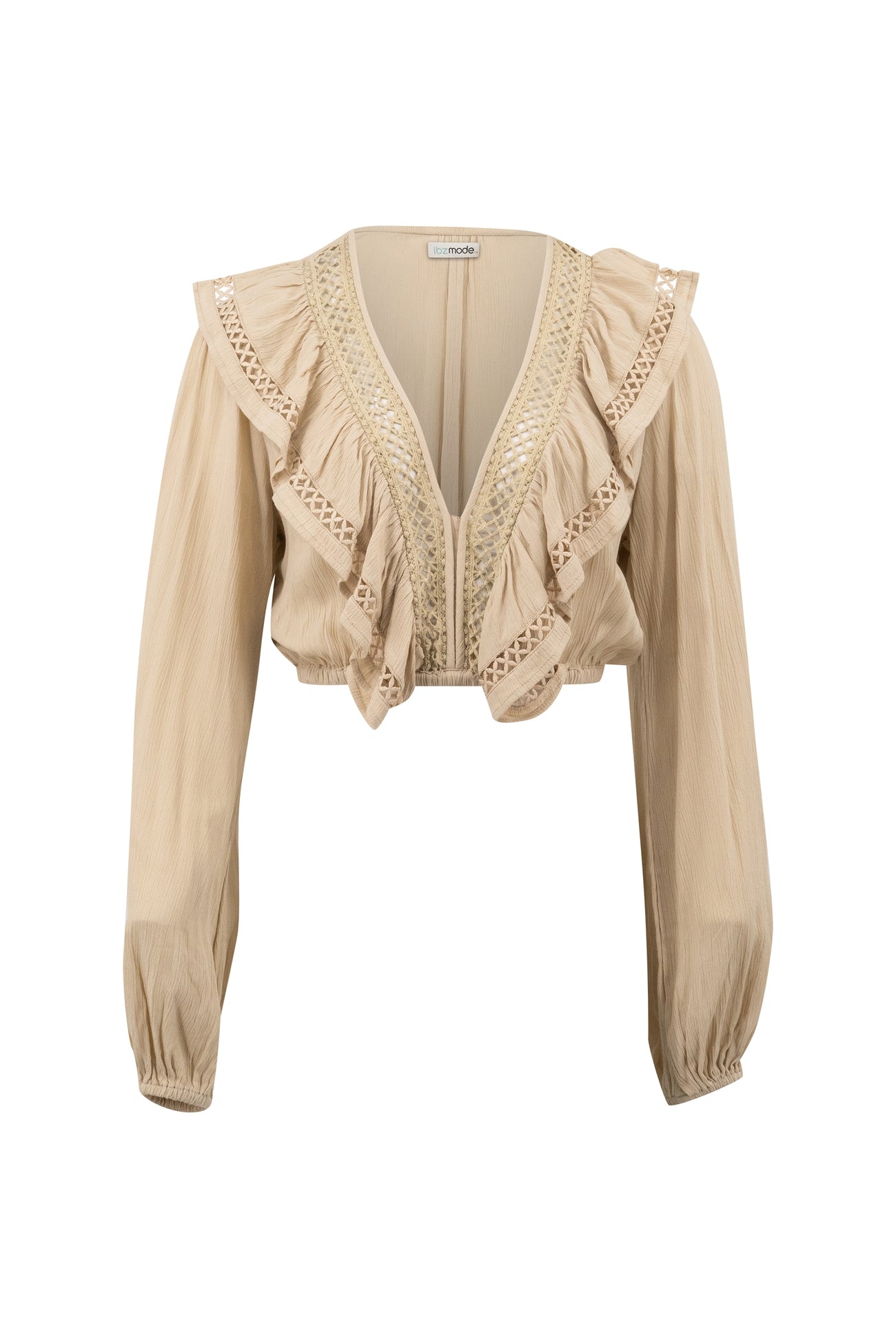 Bohemian top in sand van ibzmode, Brands of Ibiza