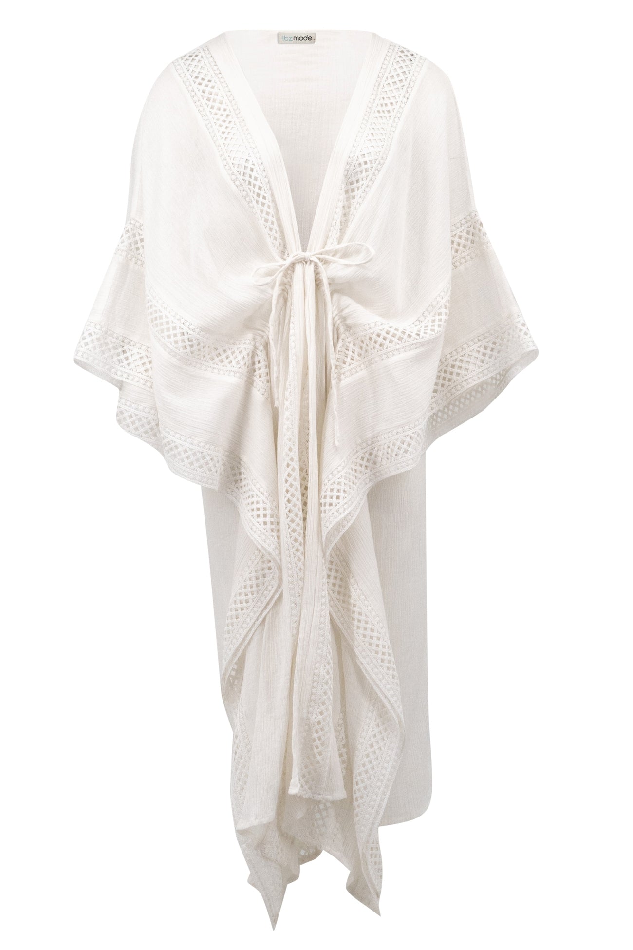 Bohemian kimono in white van ibzmode, Brands of Ibiza
