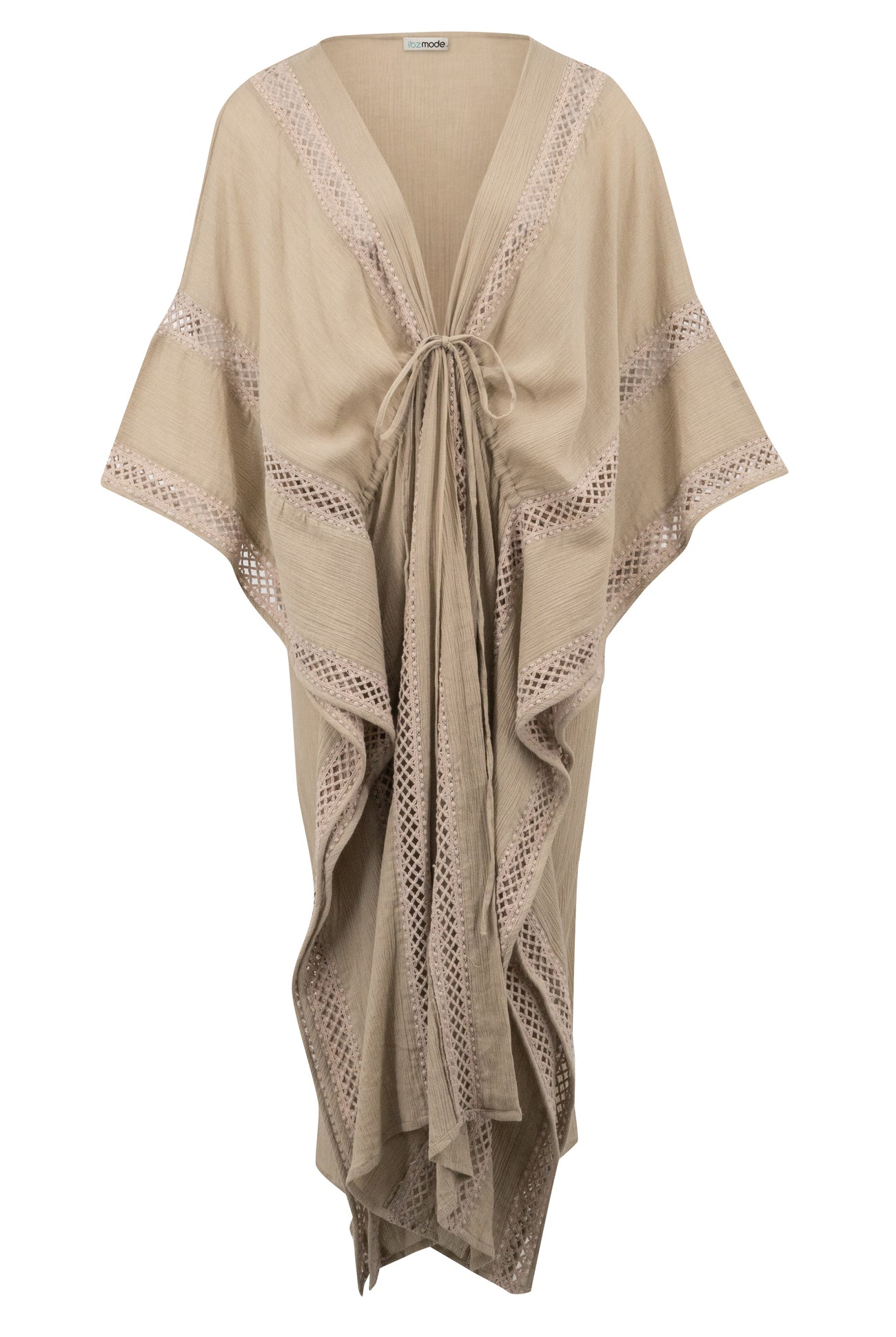 Bohemian kimono in taupe van ibzmode, Brands of Ibiza