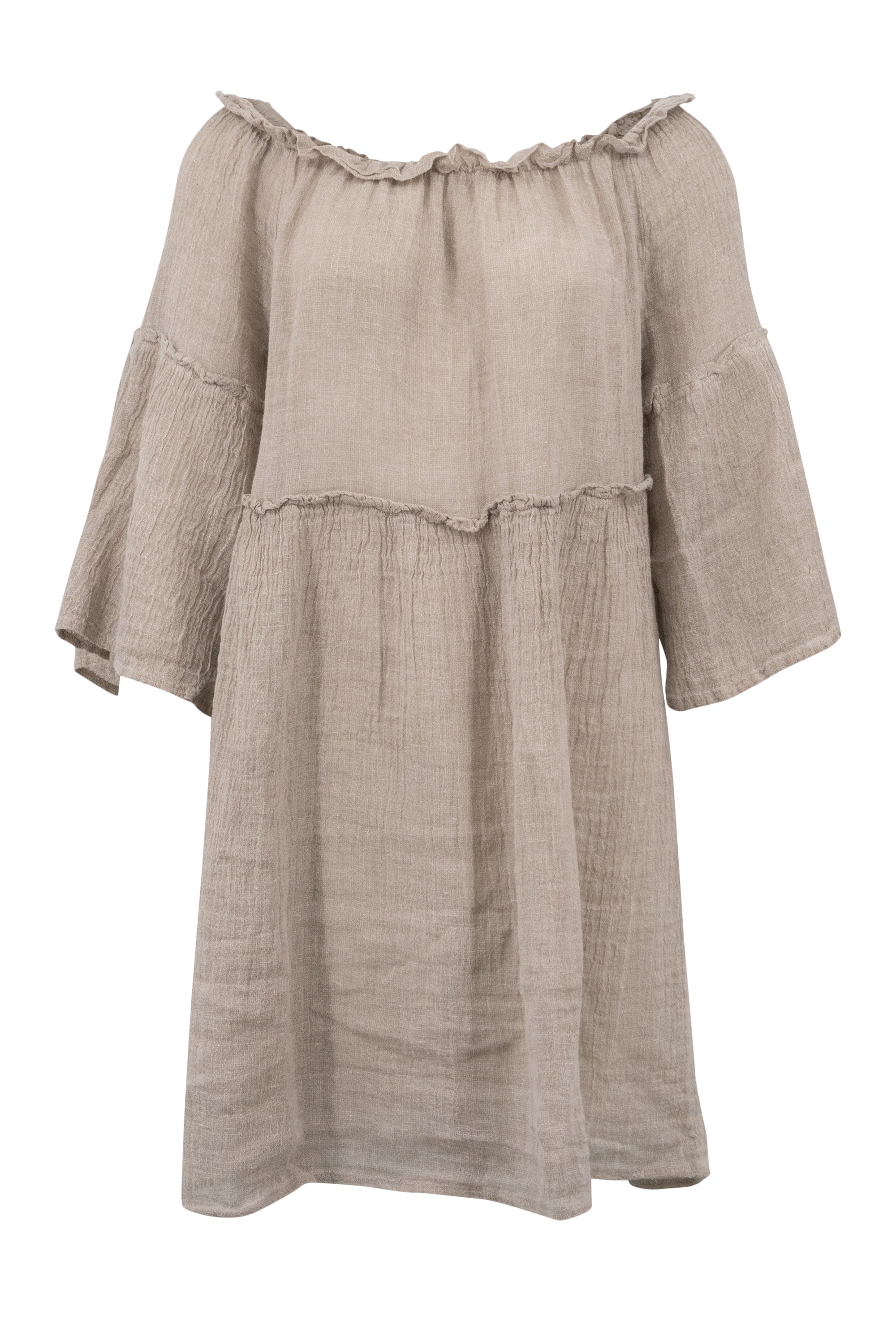 Bohemian jurk in taupe van ibzmode, Brands of Ibiza