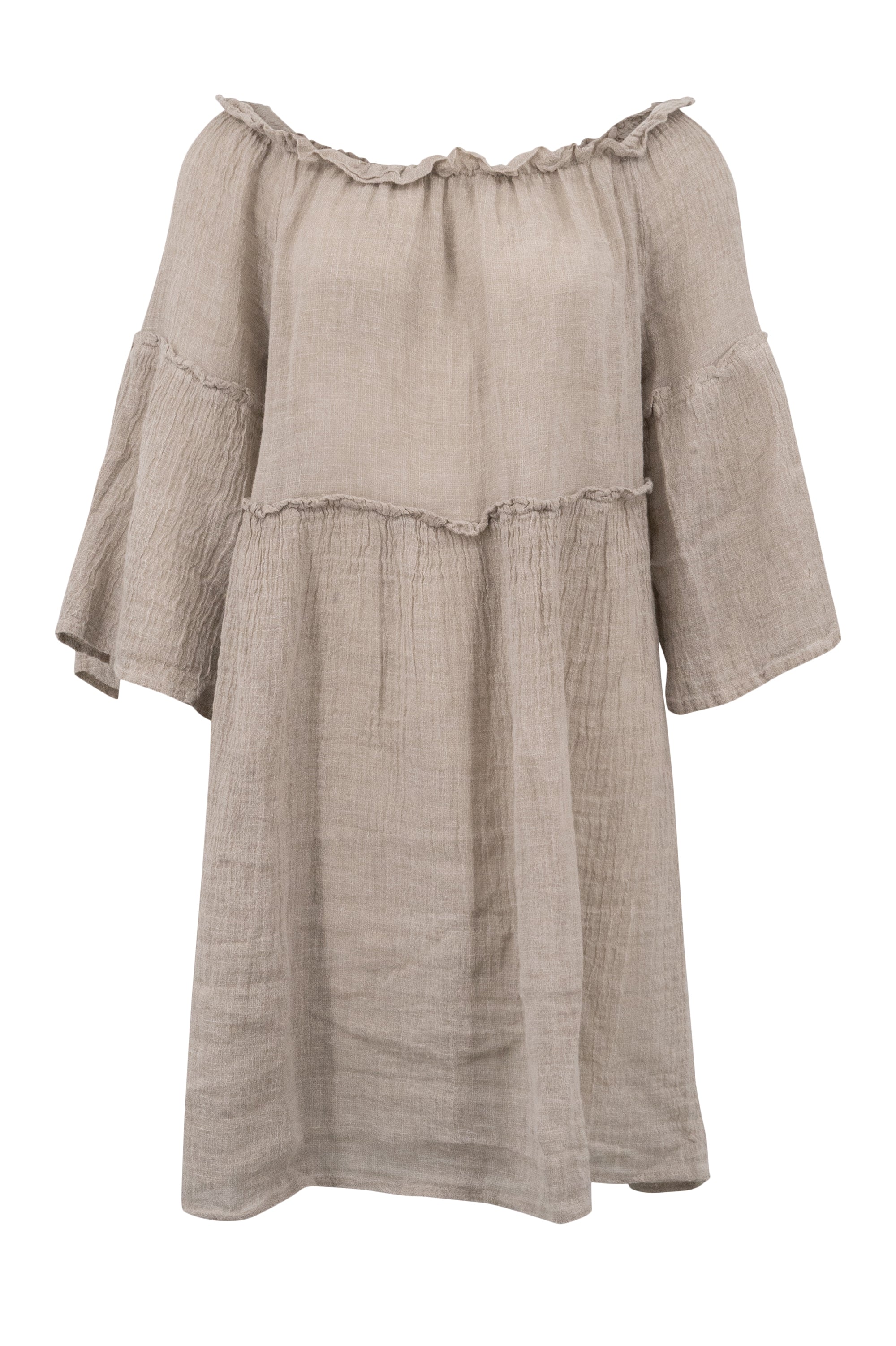 Bohemian jurk in taupe van ibzmode, Brands of Ibiza