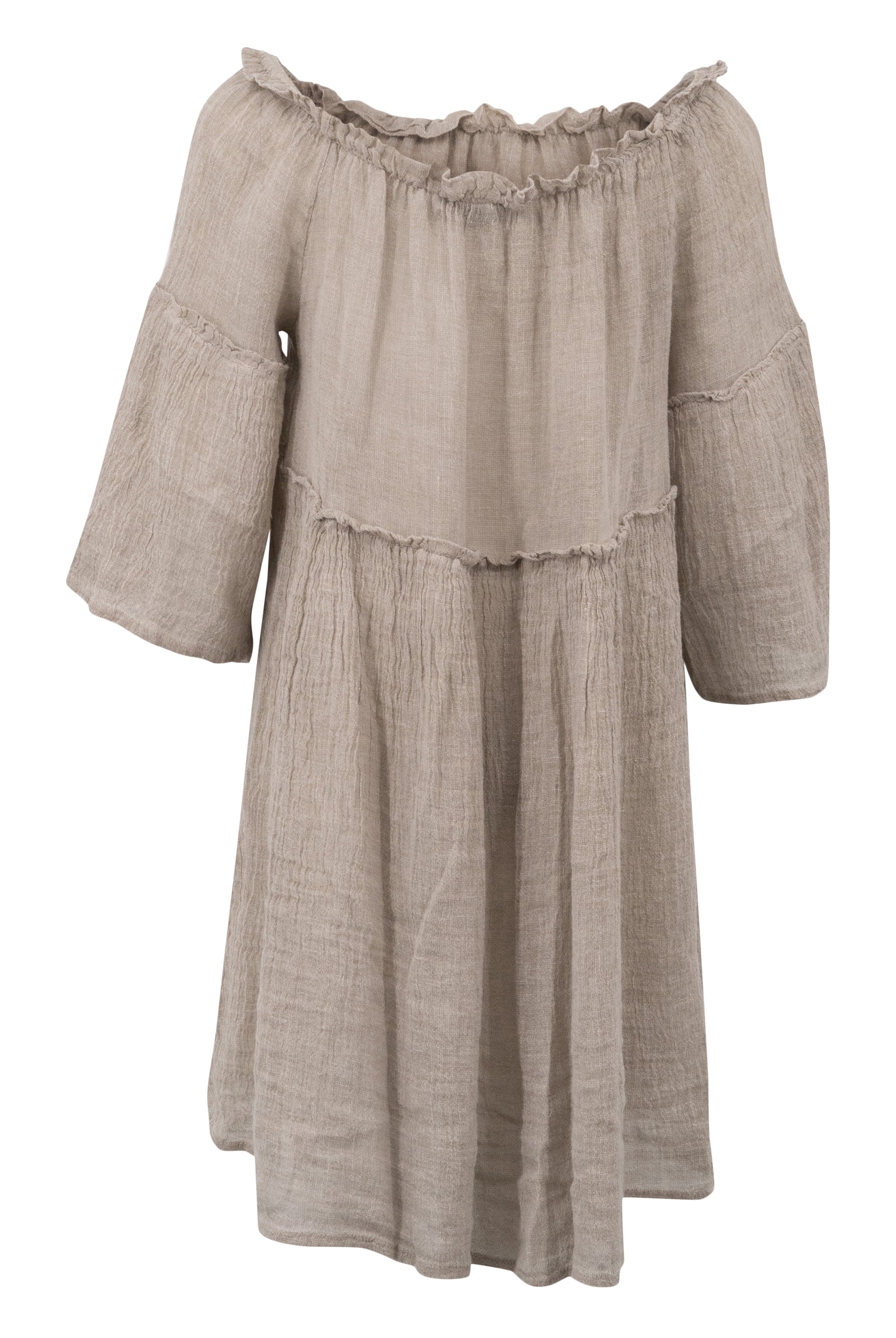 Bohemian jurk in taupe van ibzmode, Brands of Ibiza