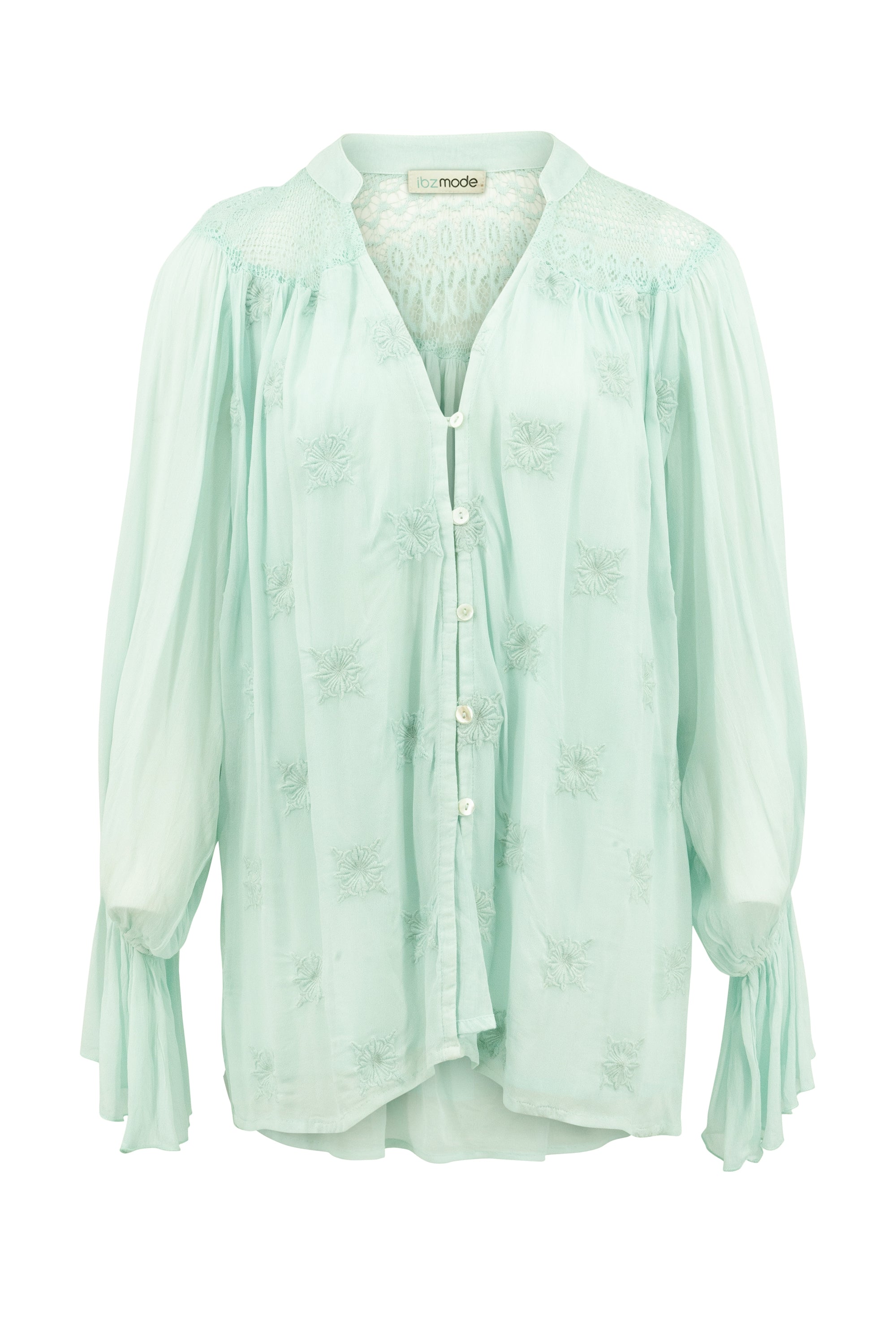 Bohemian blouse in mint van ibzmode, Brands of Ibiza