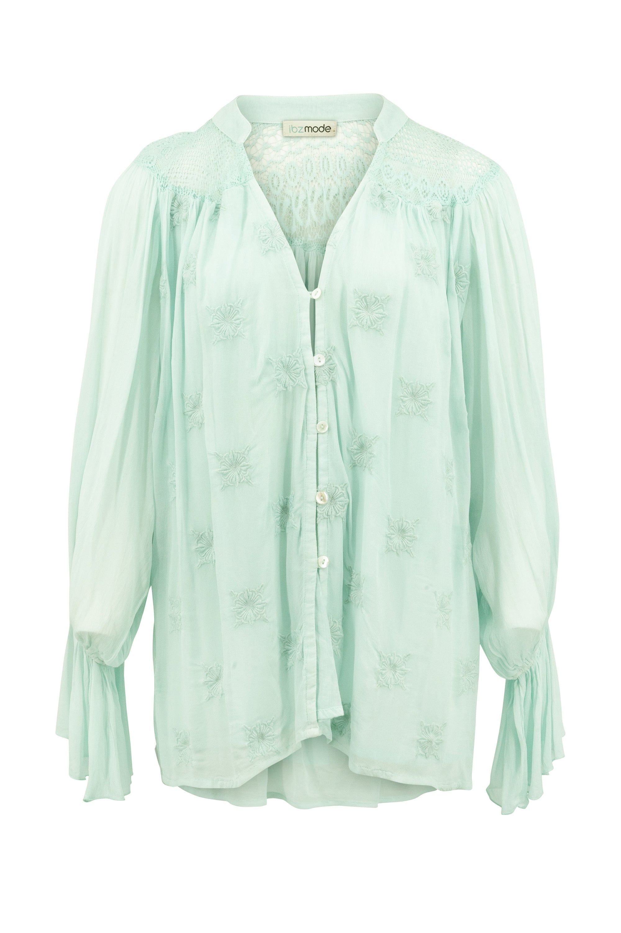 Bohemian blouse in mint van ibzmode, Brands of Ibiza