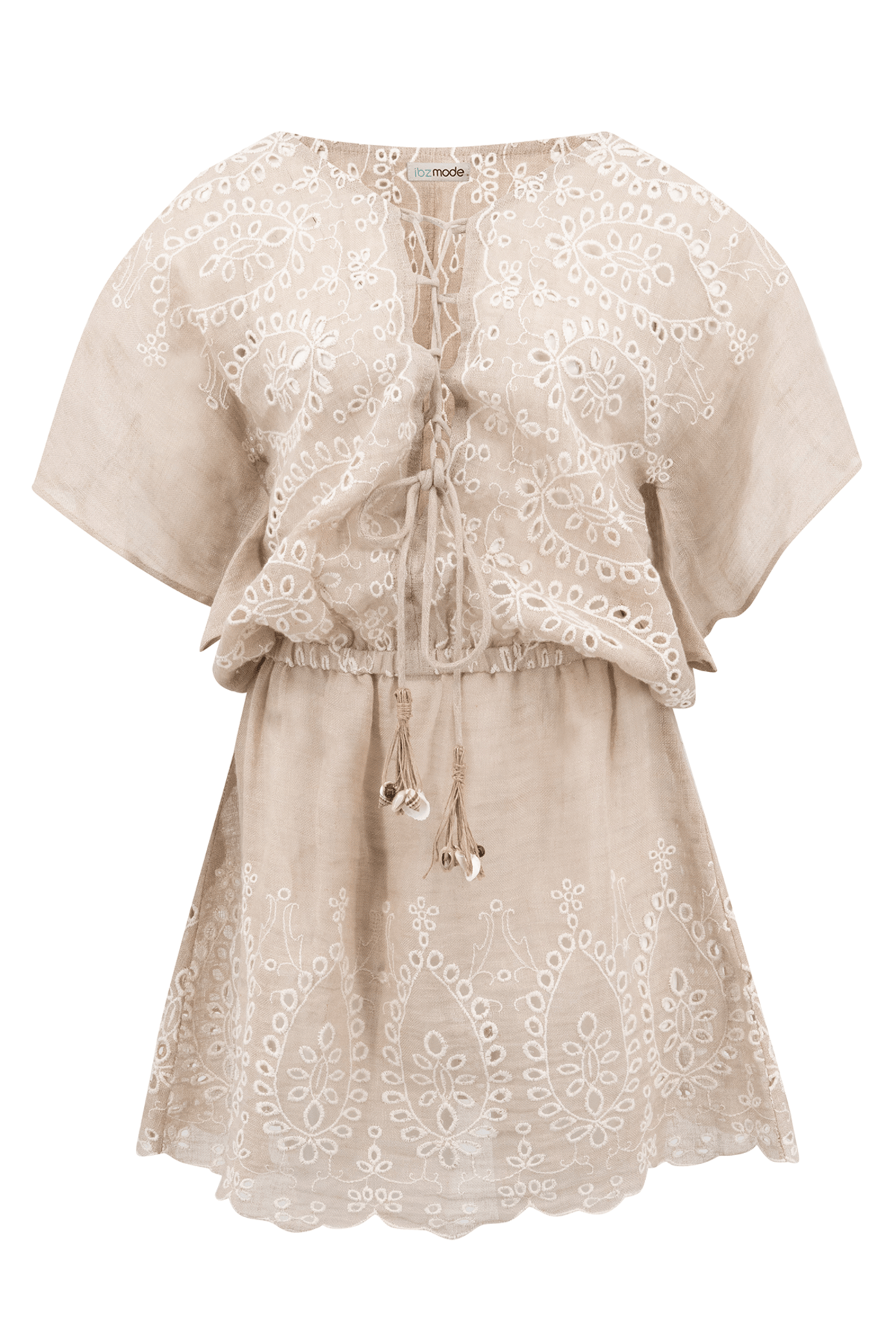 Bohemian jurk in sand van ibzmode, Brands of Ibiza