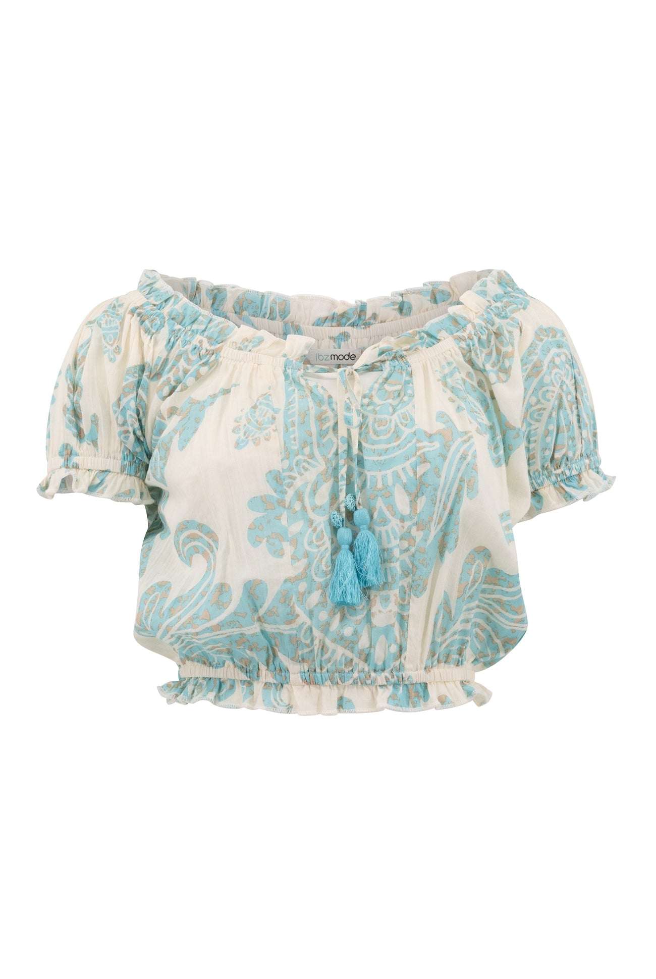 Bohemian top in aqua van ibzmode, Brands of Ibiza