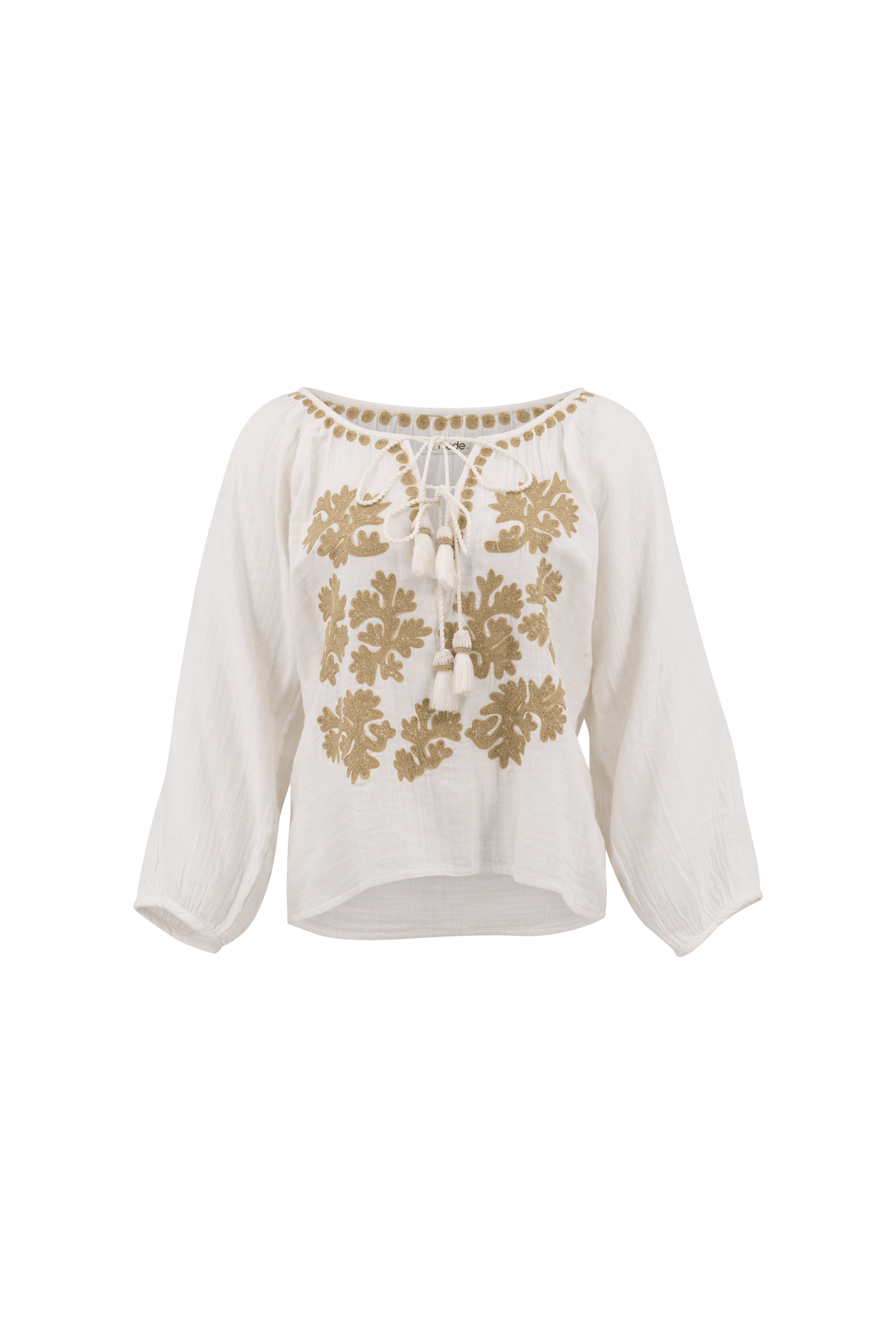 Bohemian blouse in white van ibzmode, Brands of Ibiza