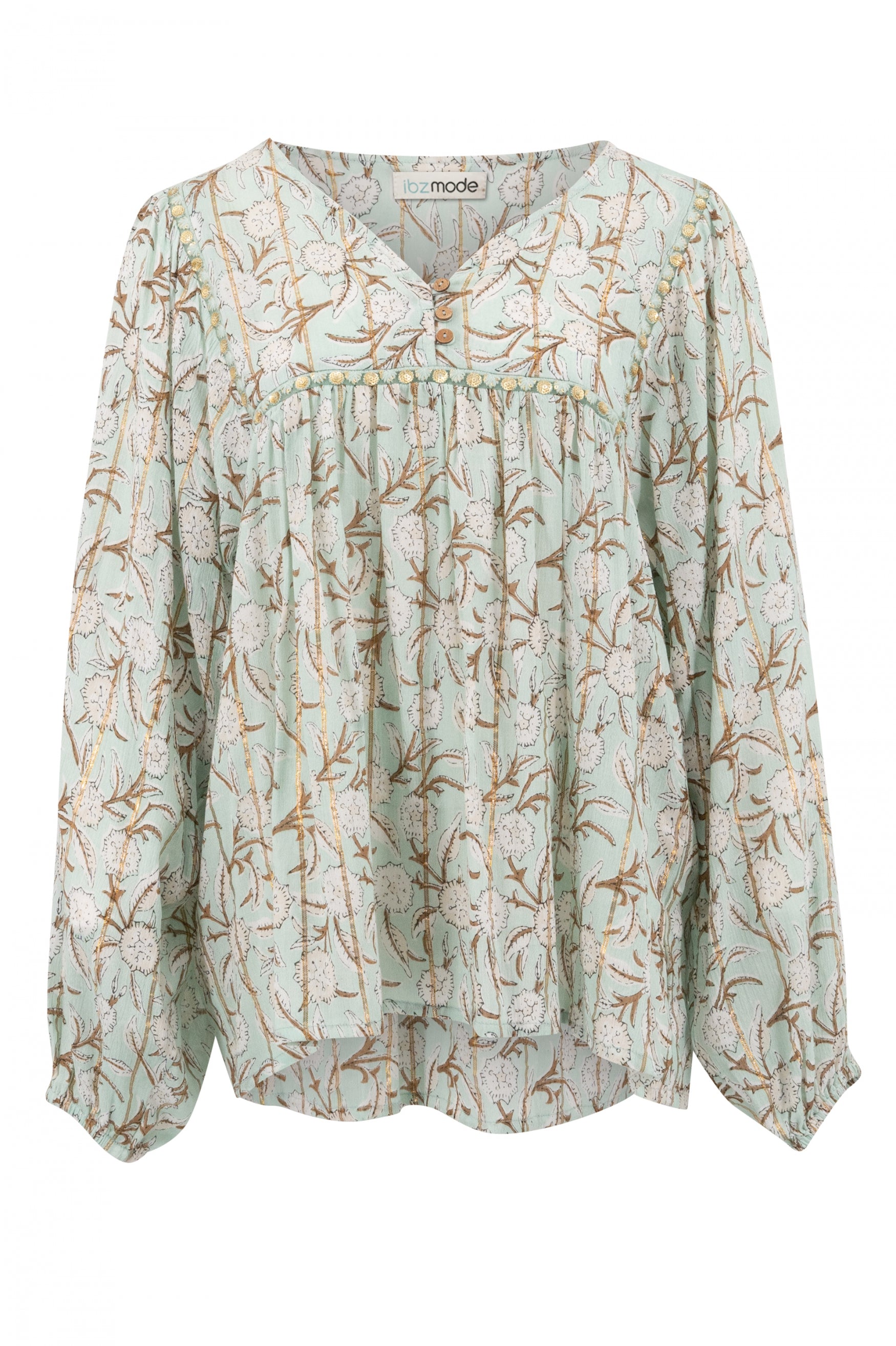 Bohemian blouse in mint van ibzmode, Brands of Ibiza