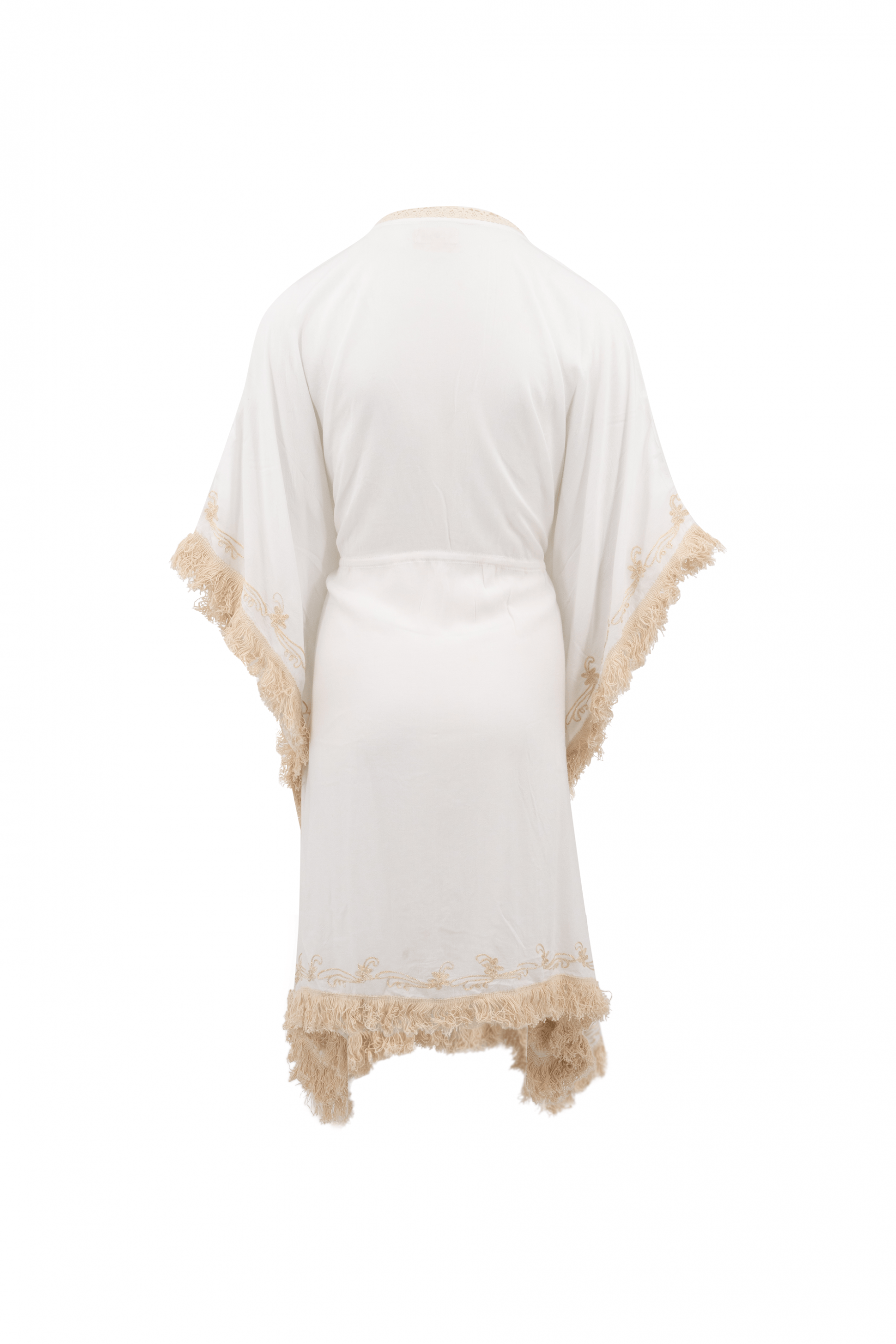 Bohemian kimono in white van ibzmode, Brands of Ibiza