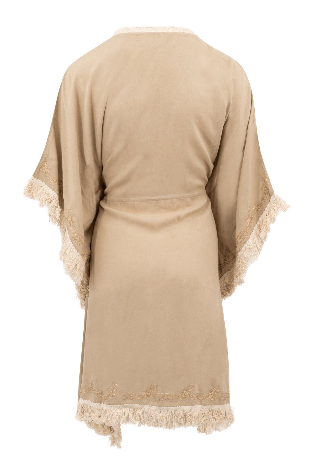 Bohemian kimono in light taupe van ibzmode, Brands of Ibiza