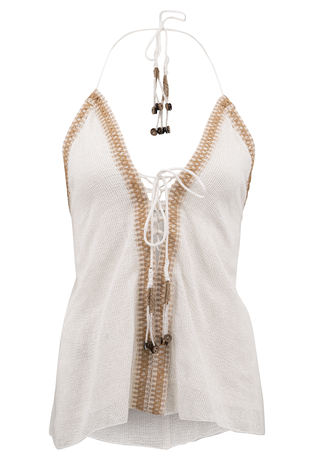 Bohemian top in white van ibzmode, Brands of Ibiza