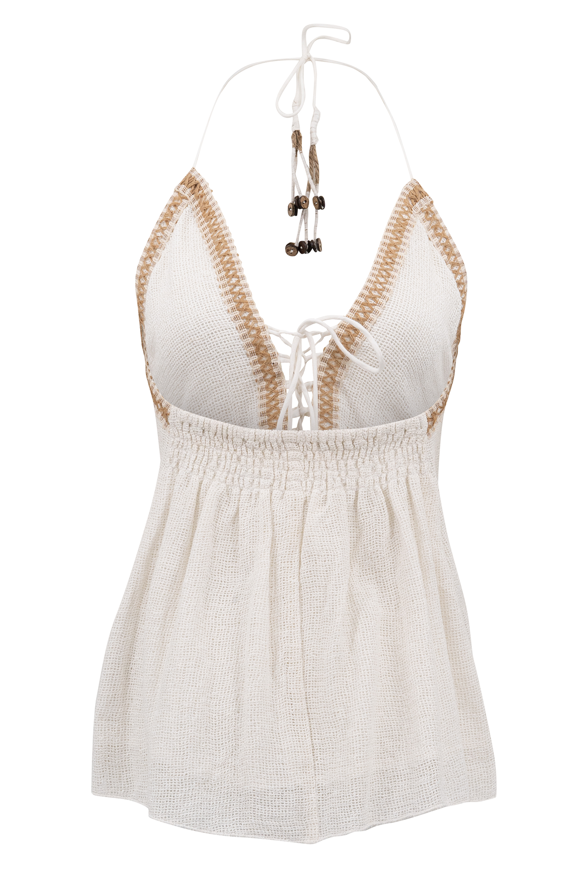Bohemian top in white van ibzmode, Brands of Ibiza