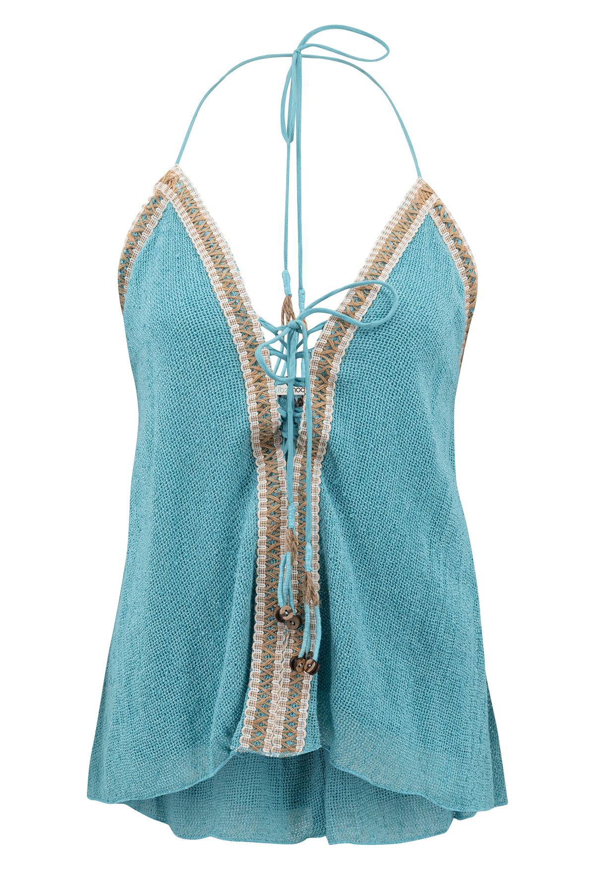 Bohemian top in aqua van ibzmode, Brands of Ibiza
