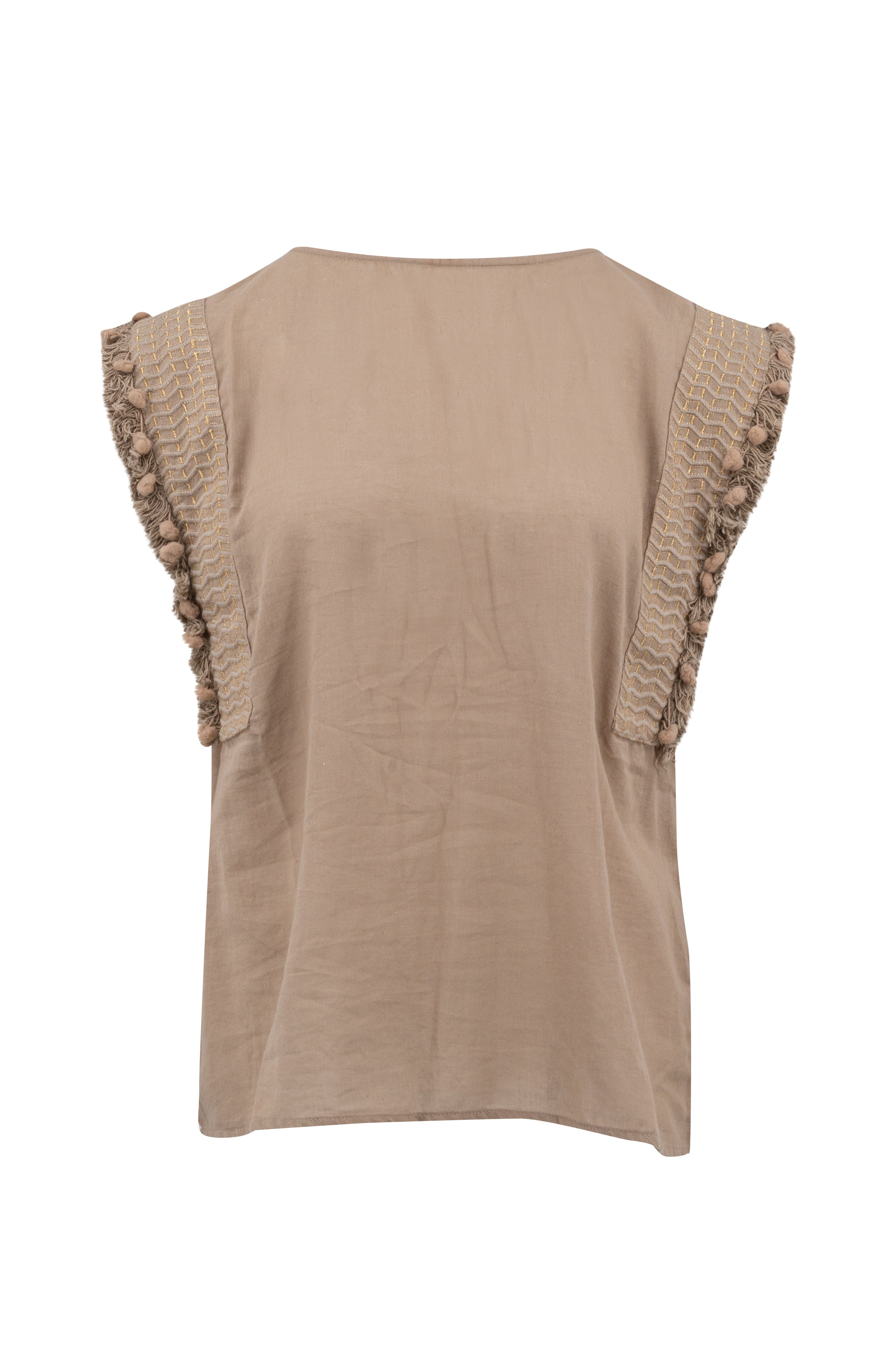 Bohemian top in taupe van ibzmode, Brands of Ibiza