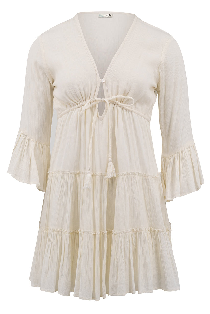 Bohemian jurk in ivory van ibzmode, Brands of Ibiza