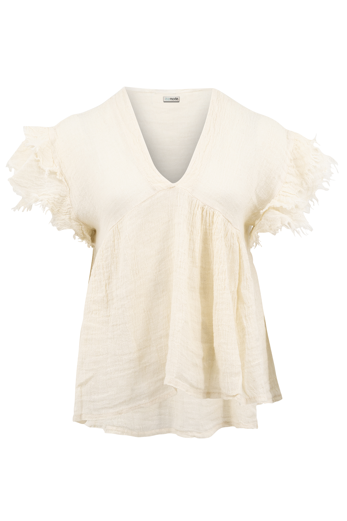 Bohemian top in cream van ibzmode, Brands of Ibiza