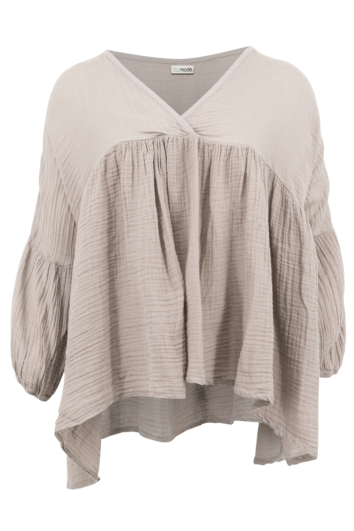 Bohemian blouse in taupe van ibzmode, Brands of Ibiza