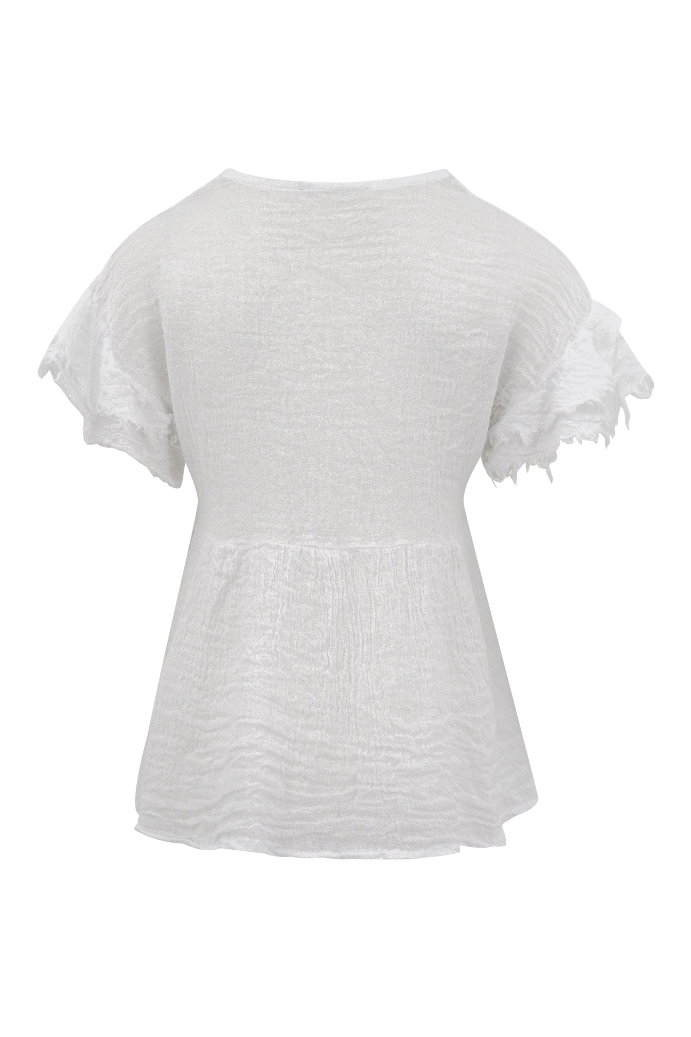 Bohemian top in white van ibzmode, Brands of Ibiza