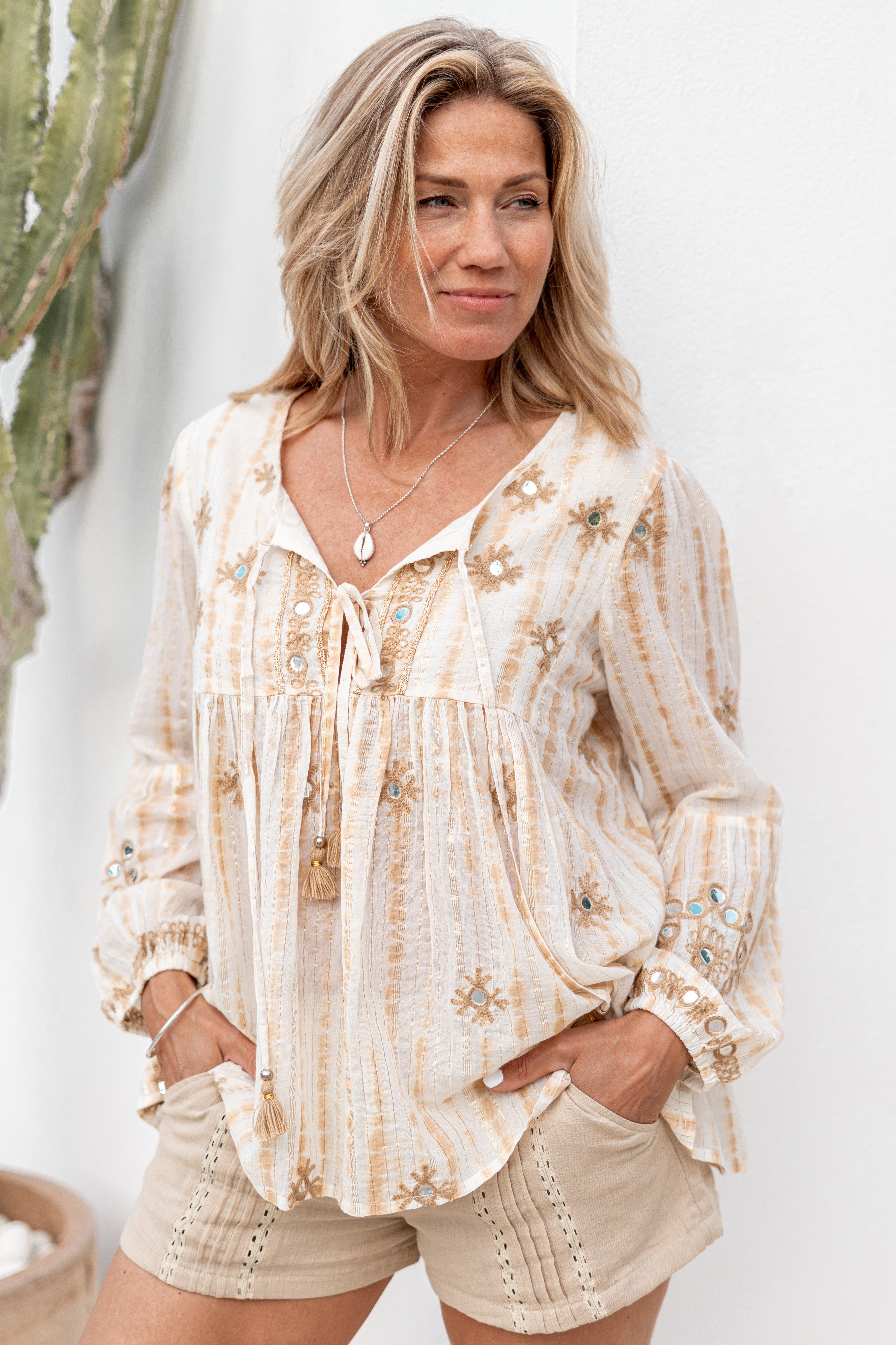 Bohemian blouse in natural van ibzmode, Brands of Ibiza